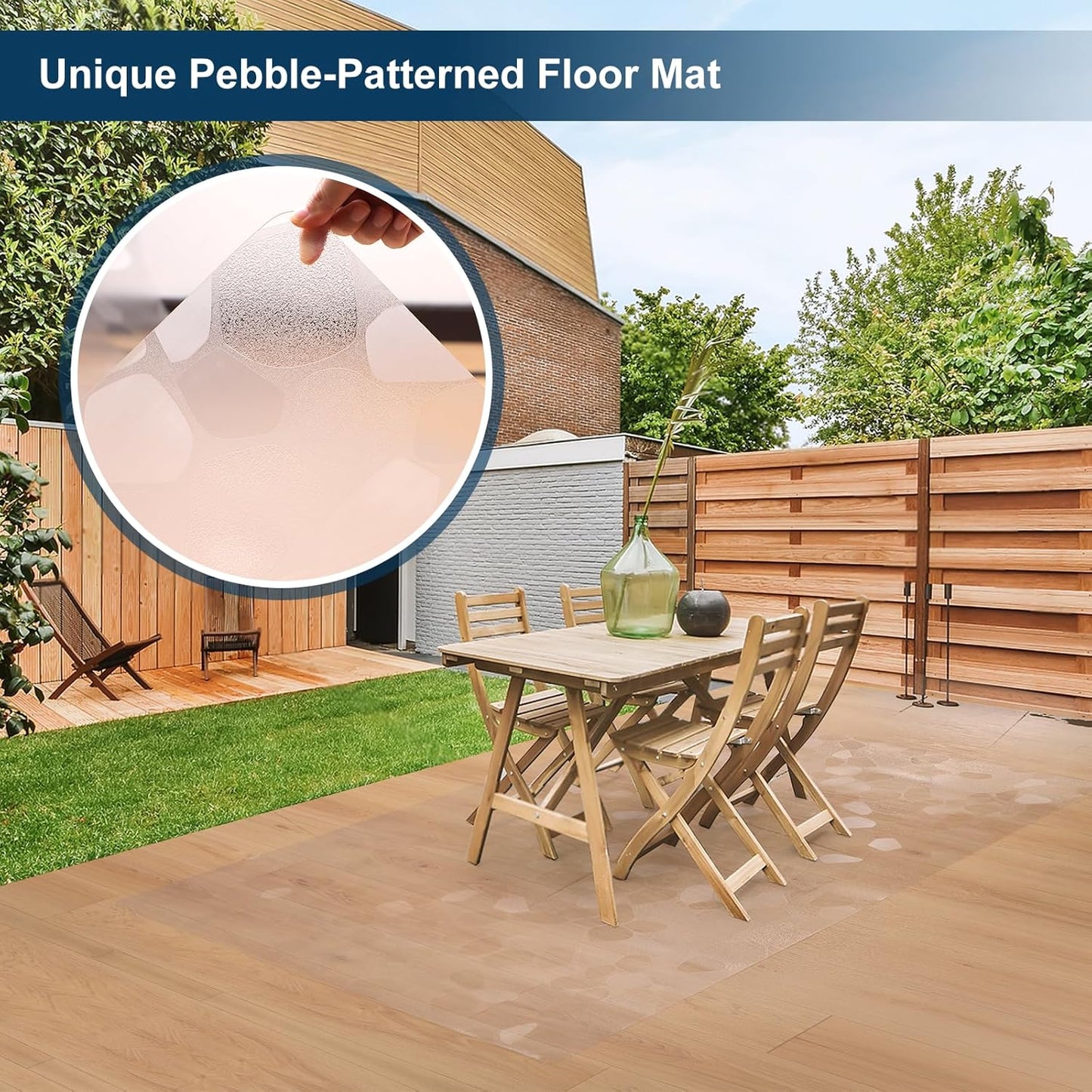 Clear Area Mat for Hard Floors, 4'×6' No Slip Vinyl Floor Mats for Under Dining Table, Pebble Patterned Waterproof Rug Protector for High Traffic Areas, Pet, Splat Mat