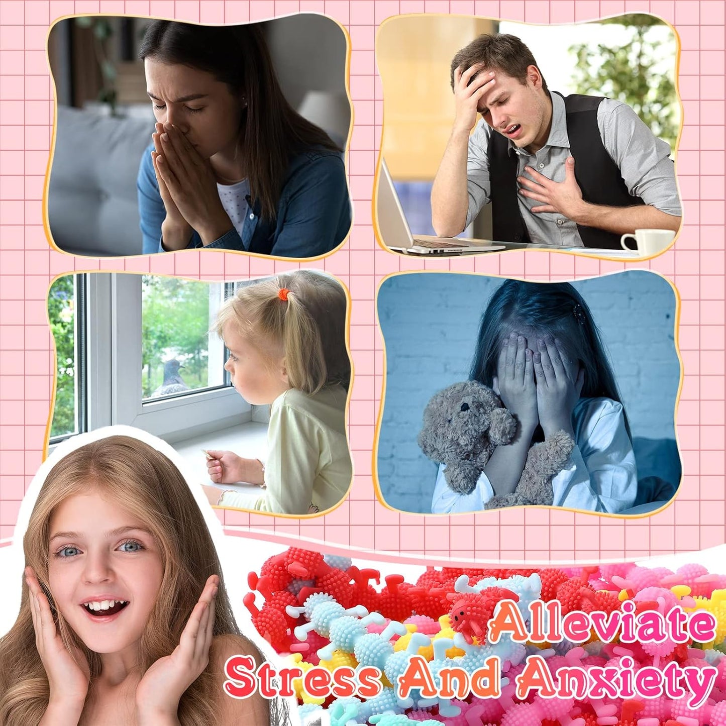 Chivao Bulk Stretchy String Fidget Toys Animal Sensory Toys Pack Worm Sensory Stress Fidget Toys for Adults Stress Anxiety Relieve Relaxing Party Favors(100 Pack, Worm Style)