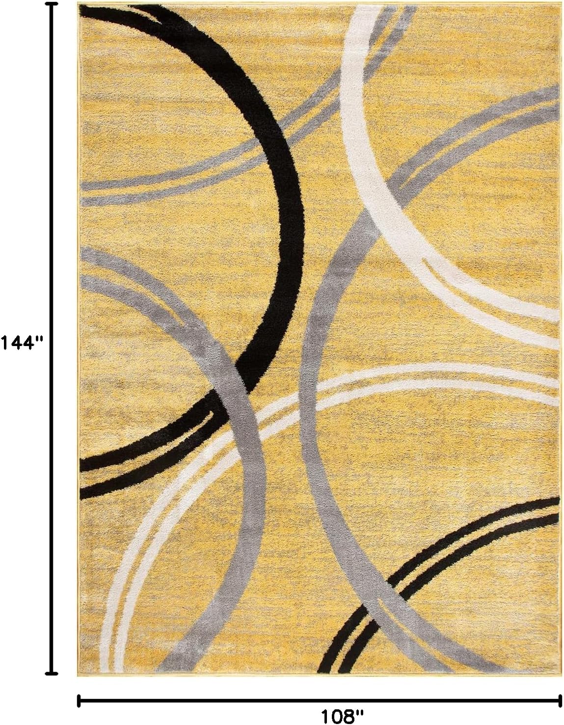 Rugshop Modern Wavy Circles Design Area Rug 9' x 12' Yellow