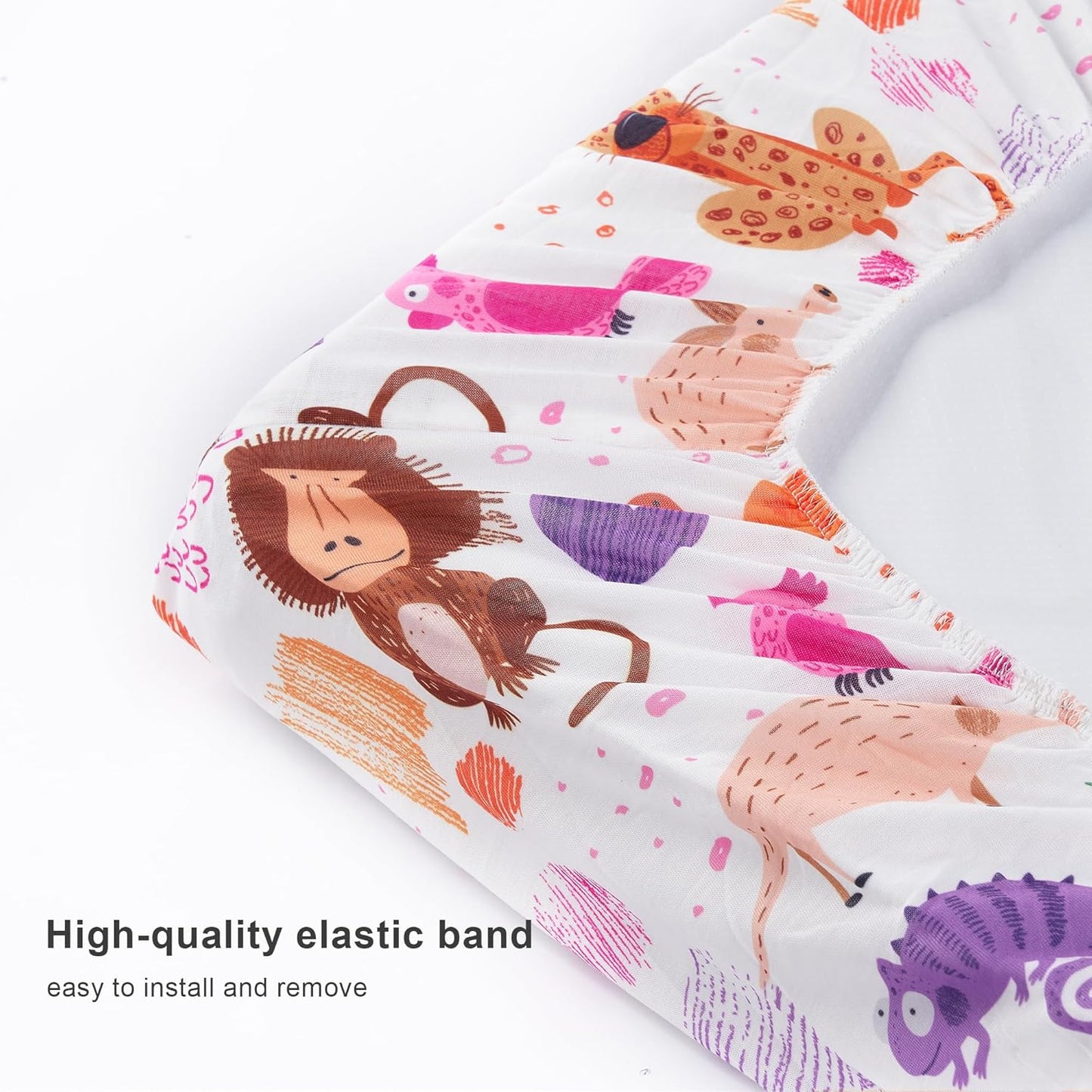 TILLYOU Baby Changing Pad Cover, Changing Table Cover for Girls Boys, Ultra Soft Breathable, 2 Pack Animal Graffiti & dot Printing