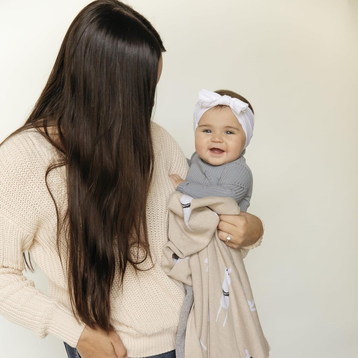 Knit Swaddling Baby Blanket - 100% Fine Loomed Cotton Cozy Receiving Cuddle Stroller Crib Swaddling Stroller Swaddle Quilt Blanket for Newborns Infants Toddler Boys and Girls (Llama - Pink)