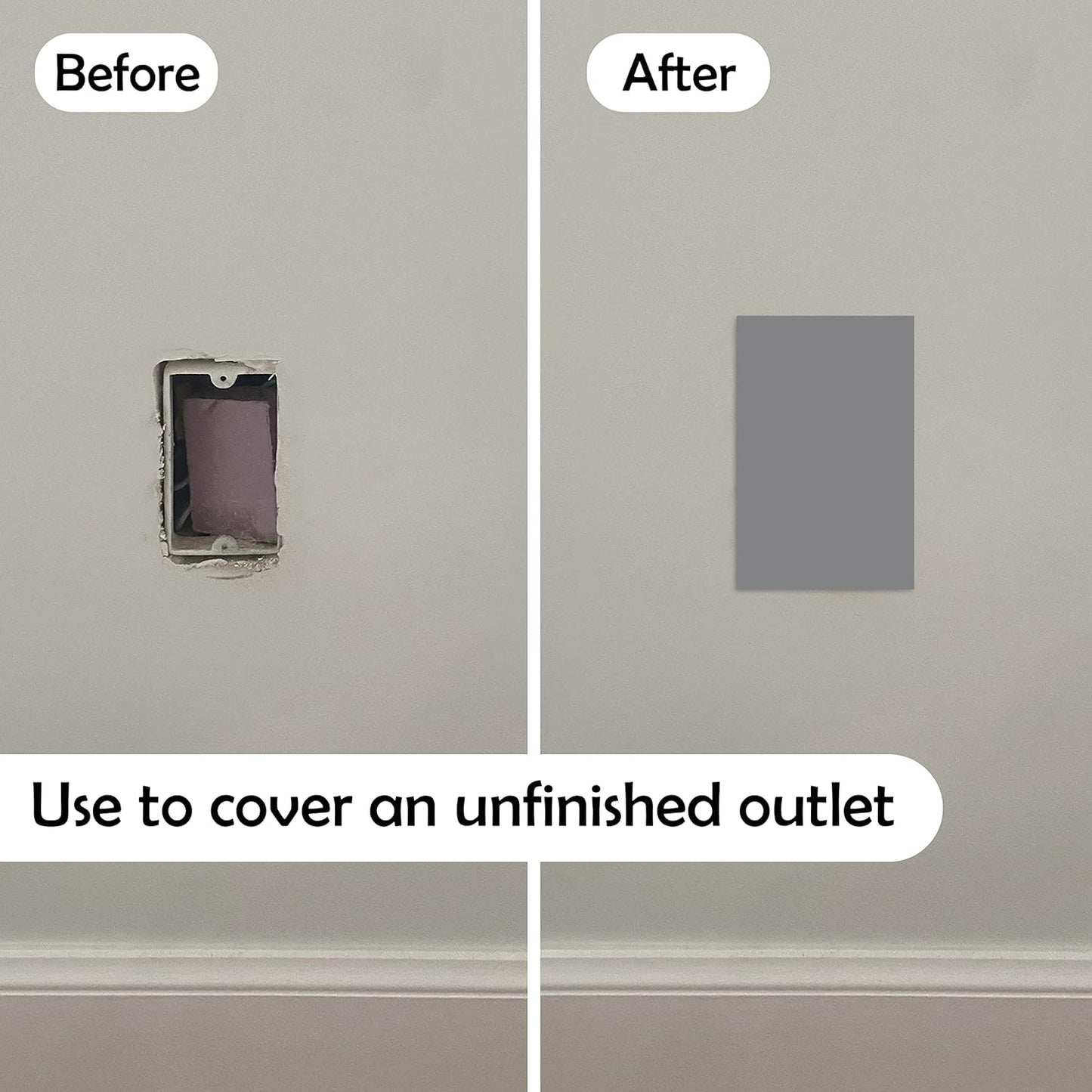 Rubber Bond Self-Adhesive Rubber Wall Outlet Cover Plate 5 Pack - Easy to Apply Peel & Stick Drywall Hole Patch - 5x3 Inch Screwless Blank Wall Plate Cover - Premium Rubber Wall Hole Cover (Grey)