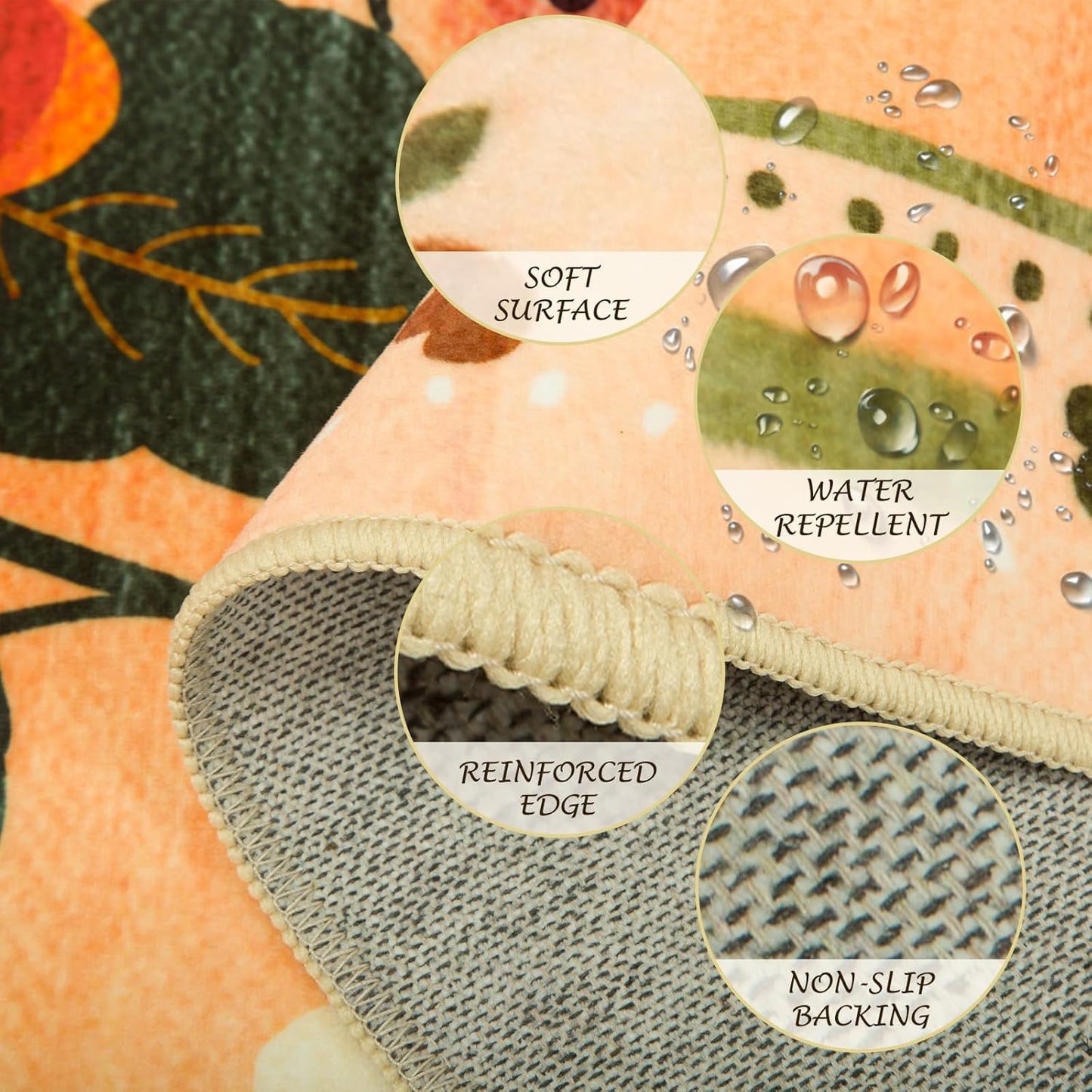 Floral 2x8 Area Rug Machine Washable Soft Print Boho Carpet Non Slip Doormat Low Pile Flower Area Rugs for Living Room Bedroom Nursery Kitchen Dining Room Indoor-Yellow/Orange