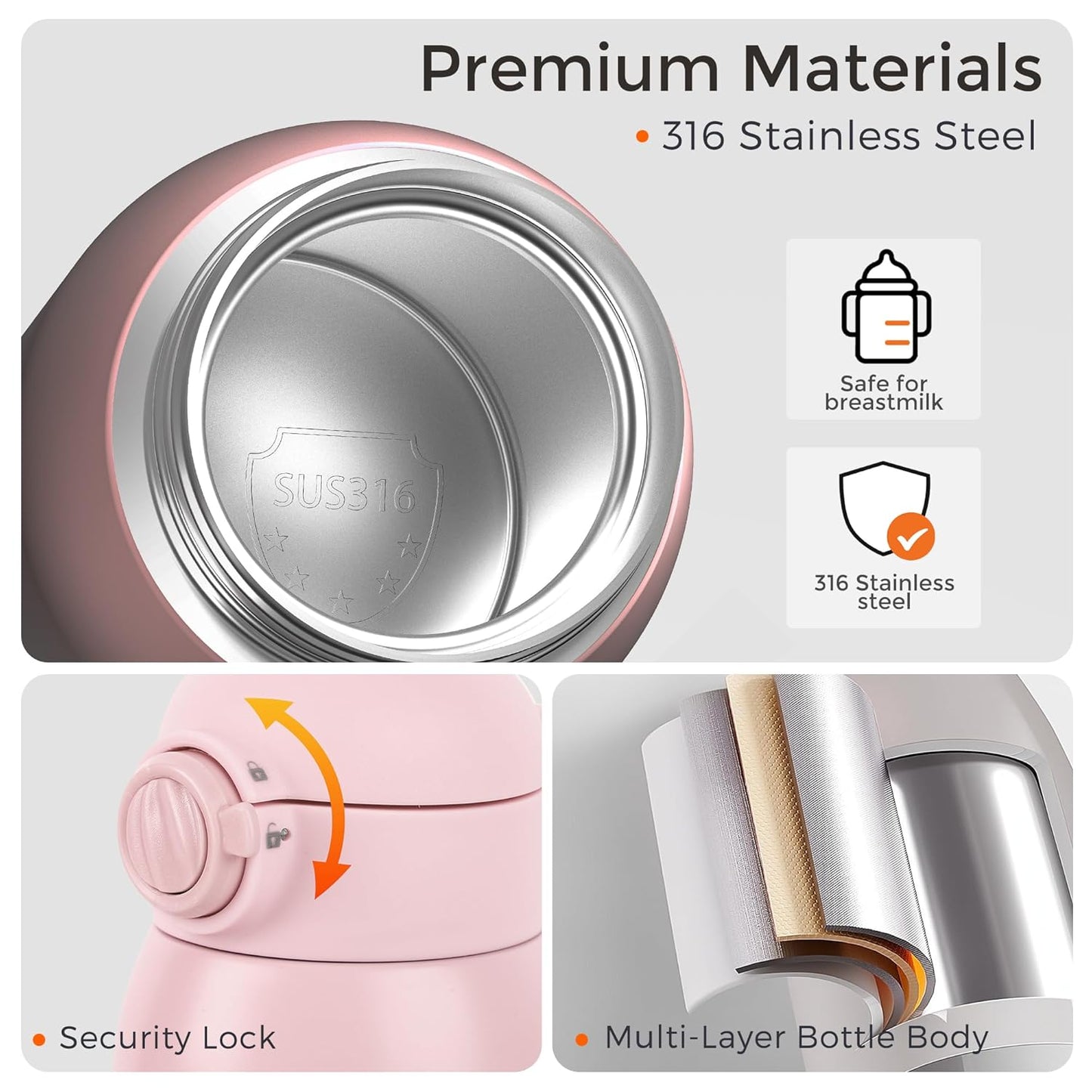 Portable Bottle Warmer for Travel, Dual Heating Modes for Breastmilk & Water, Portable Bottle Milk Warmer with Fast Heating & Long Battery Life, 10 Ounces Large Capacity (Pink)