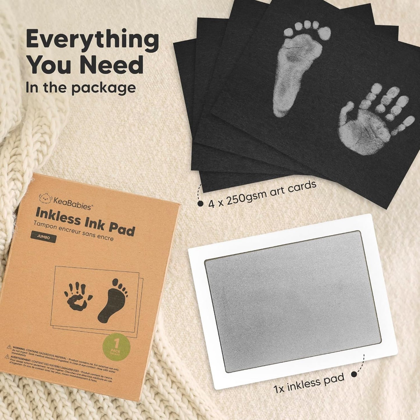 1-Pack Inkless Baby Hand and Footprint Kit - Mess Free Ink Pad for Newborn Keepsake, Dog Nose & Paw Print Kit, Clean Touch Ink Pad for Baby Hand & Footprints, Ideal New Mom Gifts(Silver, Jumbo)