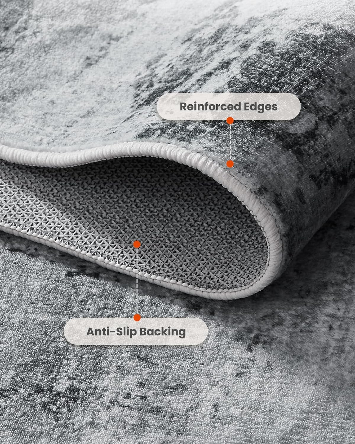 Amada 9x12 Large Area Rug, Modern Abstract Living Room Rug with Non-Slip Backing & Short Pile, Washable Rug with Abstract Pattern for Living Room, Bedroom and Dinning Room, Light Grey