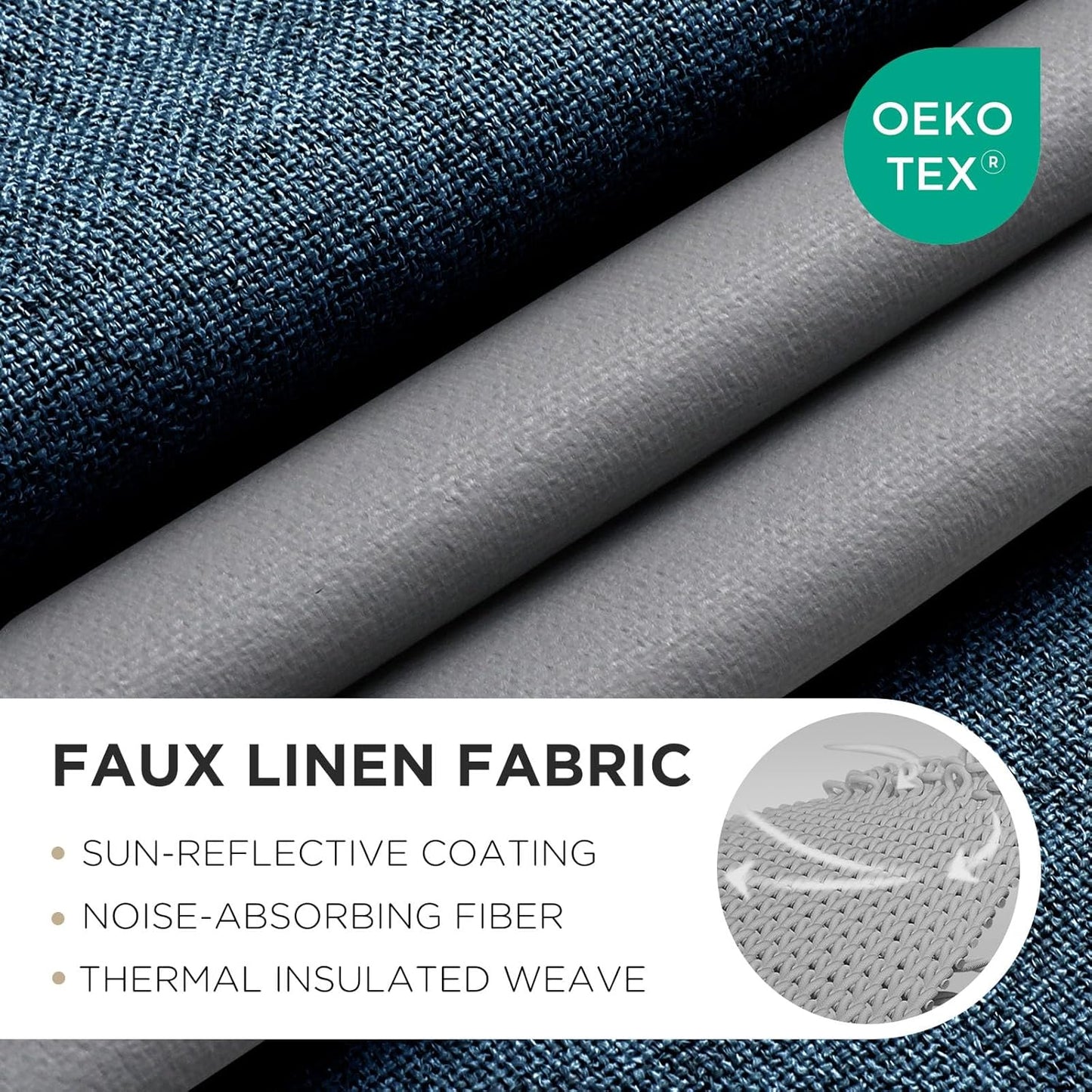 Joydeco Blackout Curtains 120 Inches Long 2 Panels Burg, Room Darkening Curtains for Bedroom, 100% Black Out Textured Thermal Drapes Privacy Protection 2 Panels Set(W52 x L120 Inch, Navy Blue)