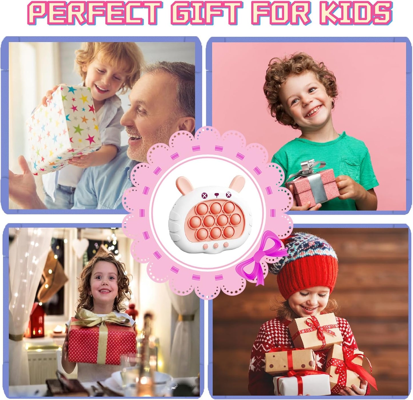 Creative Stress Relief Toys, Decompression Breakthrough Puzzle Pop Button Gopher Game Machine, Novelty Fidget Toys Party Favor Gifts for Kids Adults, Toy for 3+ Year Old (Pink Rabbit)