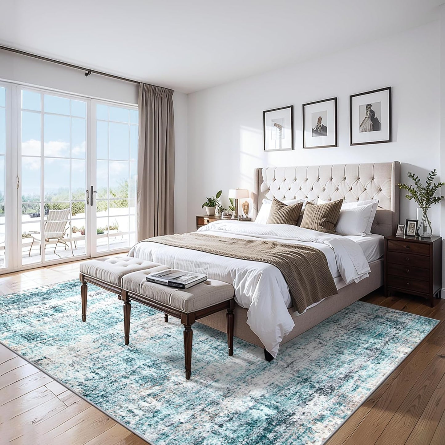 6x9 Area Rugs for Living Room - Washable Rug Modern Abstract Soft Large Neutral Non-Slip Carpet Indoor Floor Thin Carpets for Bedroom Dining Room Farmhouse Nursery Home Office Green