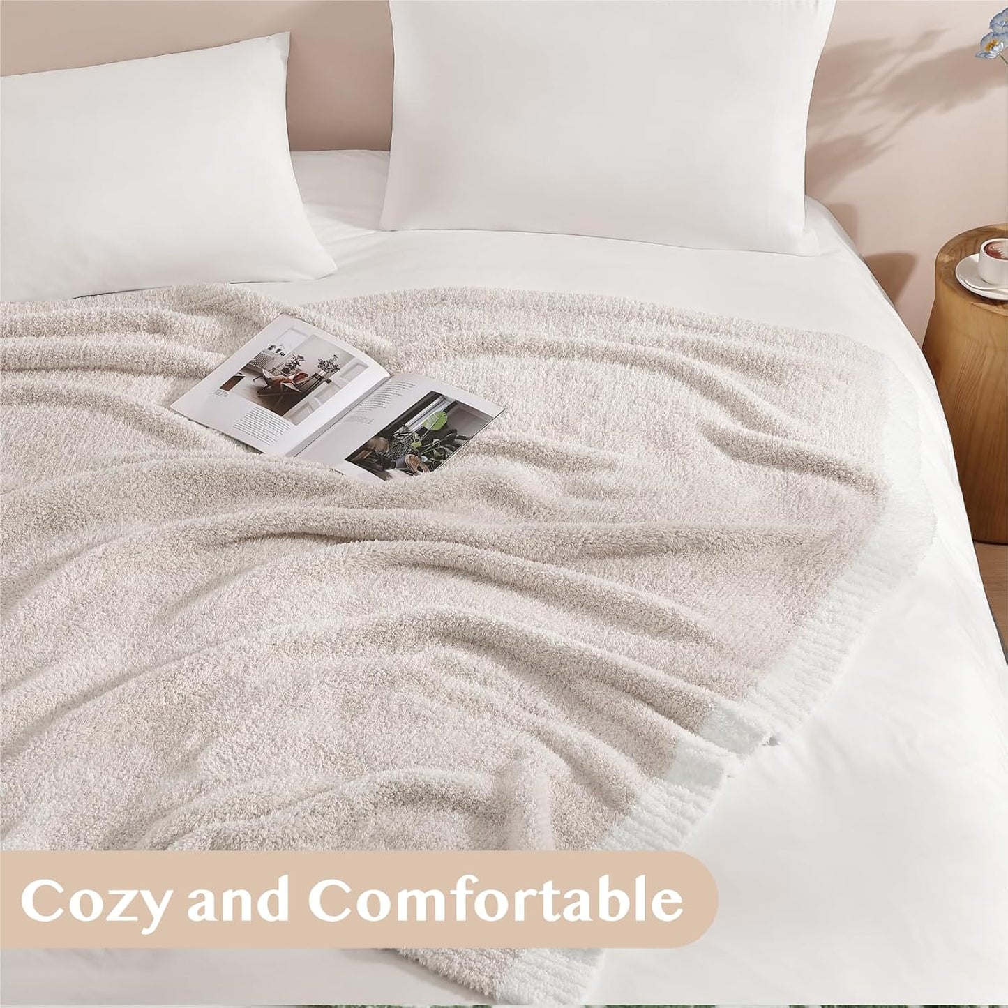 WRENSONGE Throw Blanket Cationic Dyeing Taupe Soft Cozy Fluffy Warm Hand Made Throw Blankets for Couch, Sofa, Chair, Bed, Camping, Picnic, Travel Lightweight Bed Blanket - 50"*60"