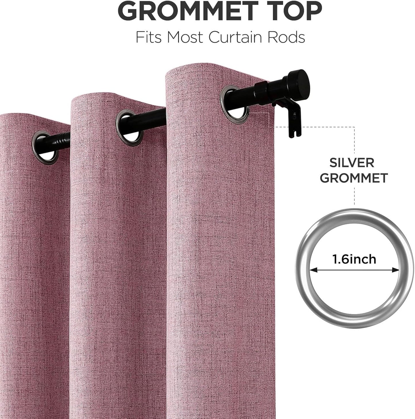 Joydeco Light Pink Blackout Curtains 120 Inches Long, Extra Long Curtains 120 Inch Length 1 Panel for Bedroom, Thermal Insulated Linen Black Out Curtains with Grommets(100x120, Light Pink)