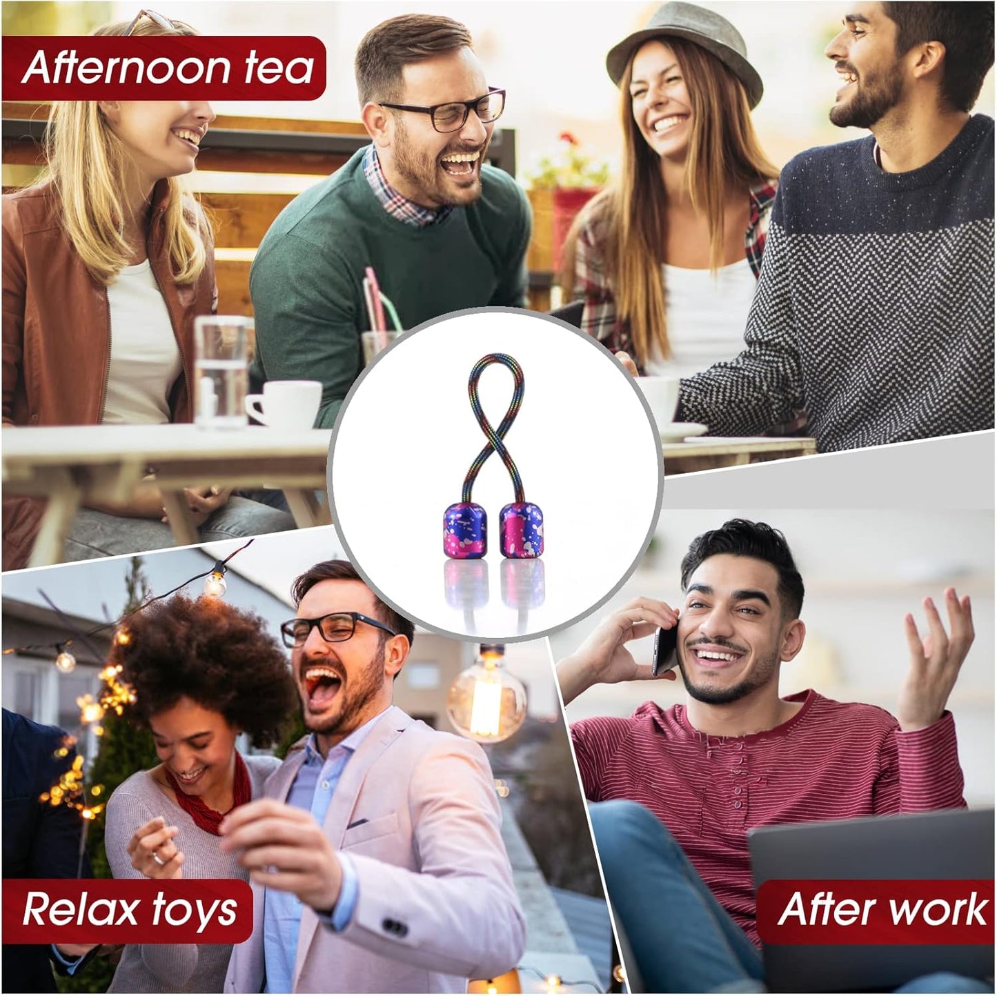 Begleri Fidget Beads - Worry Fidget Beads Spin & Bump - Made of Aluminum Alloy - for Men Women Youngs Skill Players Creates a Bit of Magic for You (Cala-Black Blue&White)