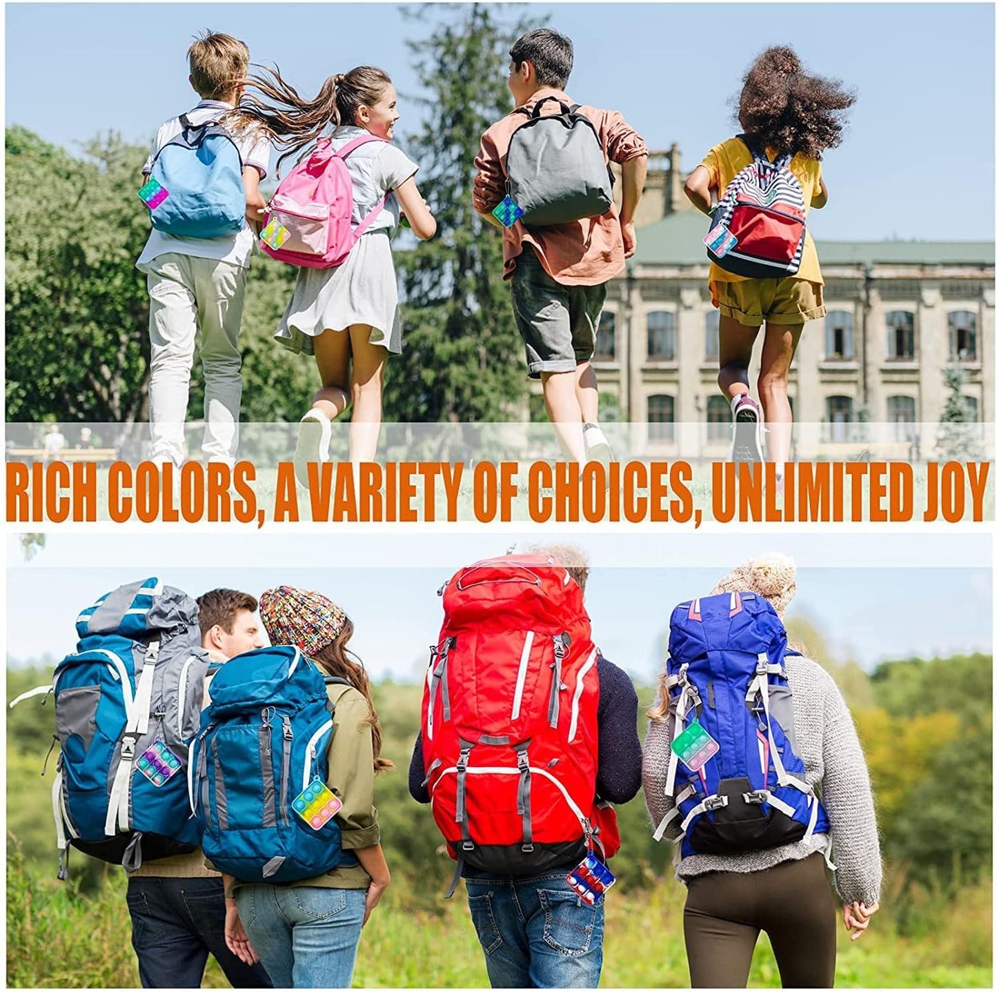 15Pcs Pop Fidget Keychain, Mini Fidget Toys Bulk, Party Favors for Kids 4-8,8-12 Years Kids Goodie Girls Bag Stuffers Fidgets for Classroom Prizes Sensory for Kids Christmas Party Favors