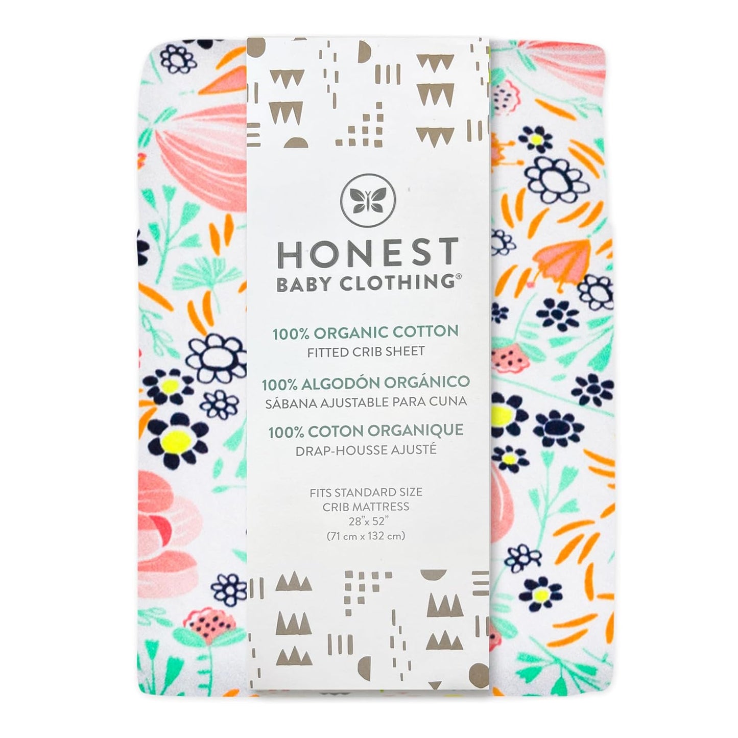 HonestBaby Unisex-Baby Fitted Crib Sheets Set Standard Mattress, 100% Organic Cotton Baby Boys, Girls, Neutral, 1 Pack - Kentucky Blue, One Size