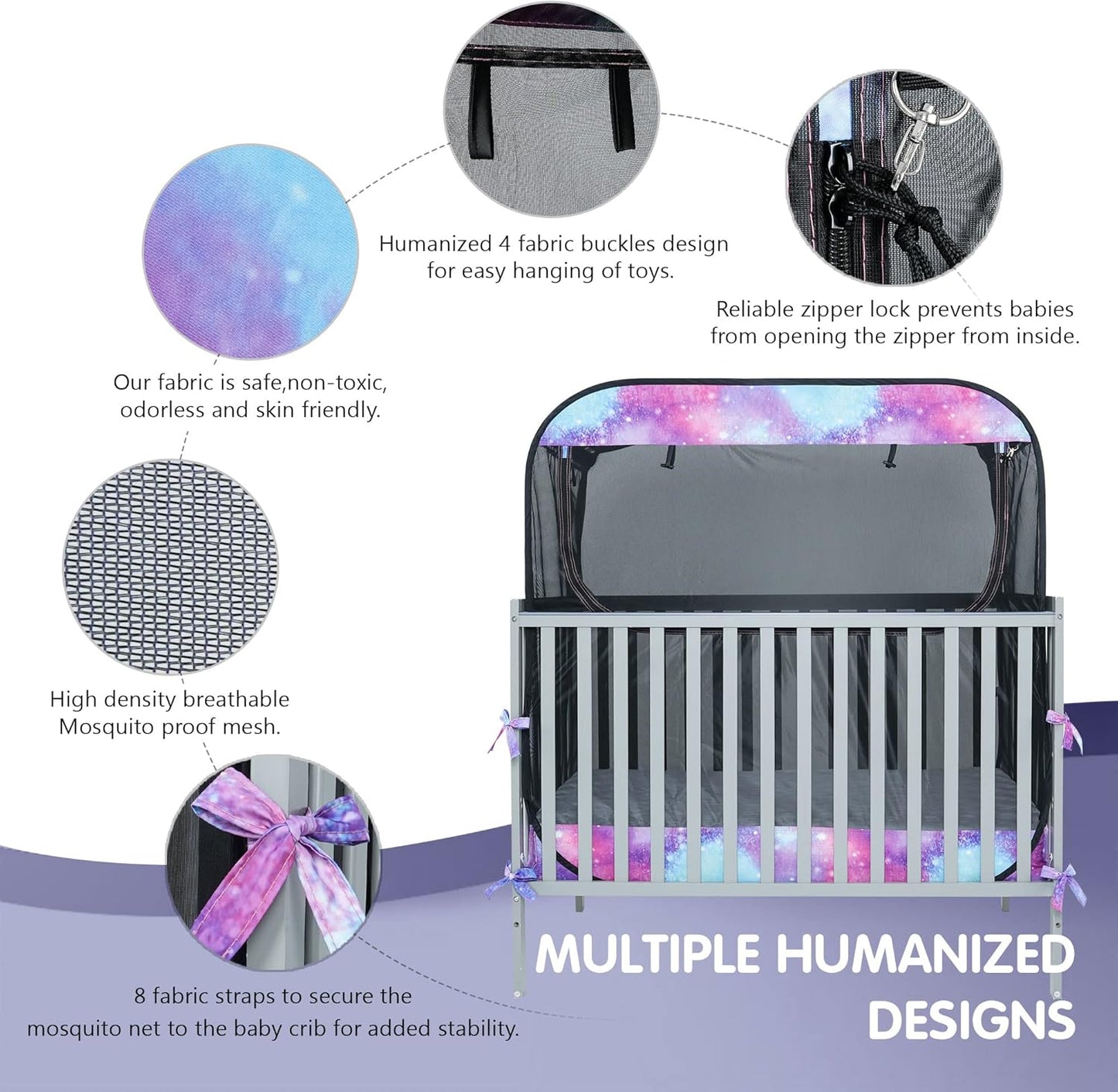 Porayhut Portable Baby Crib Net Safety Mesh Tent,Pop up Infant Mosquito Net, See Through Canopy Netting Cover for Baby&Toddler to Keep Baby from Climbing Out.