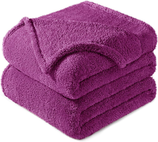 Exclusivo Mezcla Twin Size Flannel Fleece Blanket, Super Soft Velvet Plush Bed Blanket, Fuzzy Cozy and Warm for All Seasons, 60x80 Inches, Purple