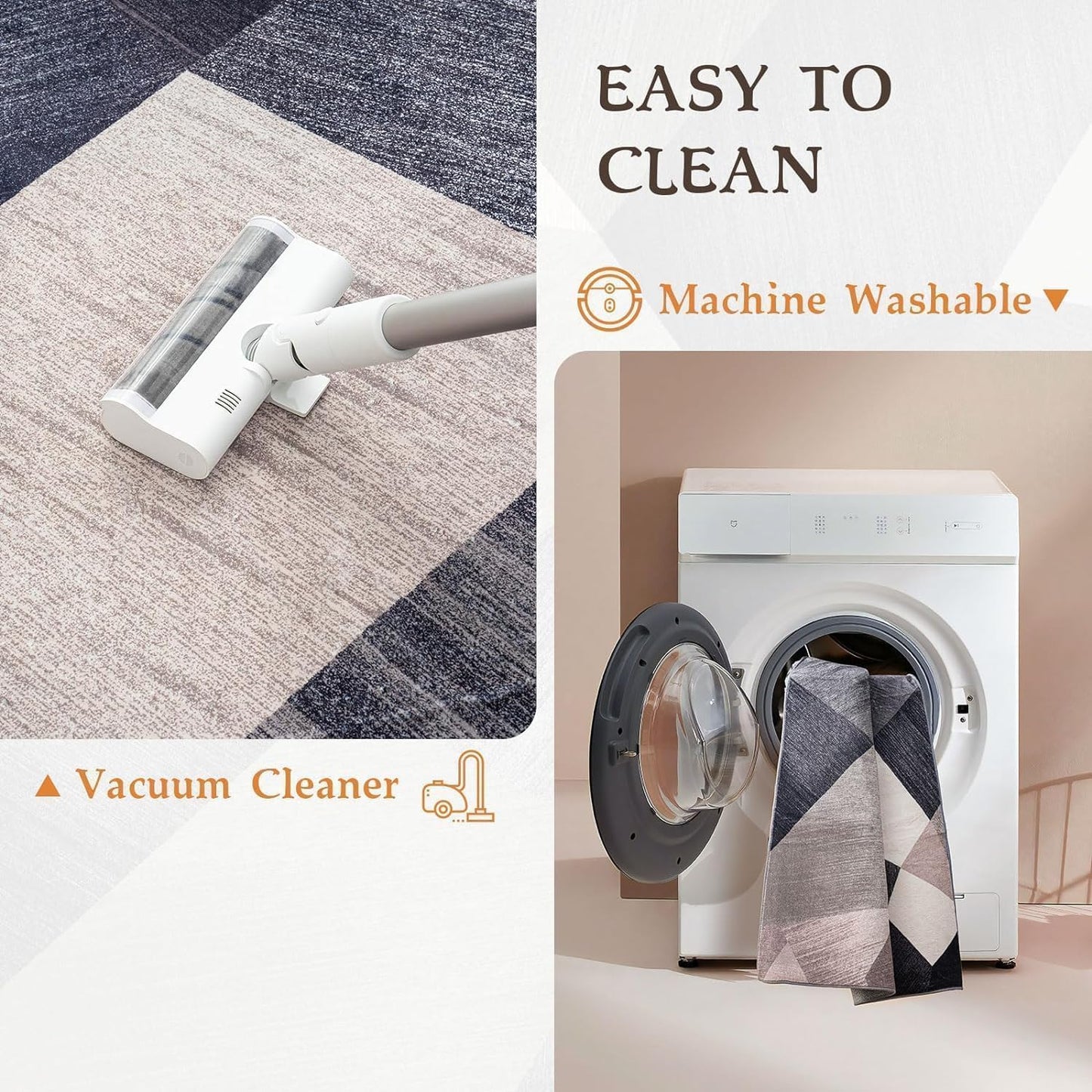 HOMFINE Washable Modern Area Rug - Geometry Style 6x9 Rugs for Living Room, Bedroom, Machine Washable Rug Soft Non Slip Non Shedding Area Rug - Green, 6'x9'