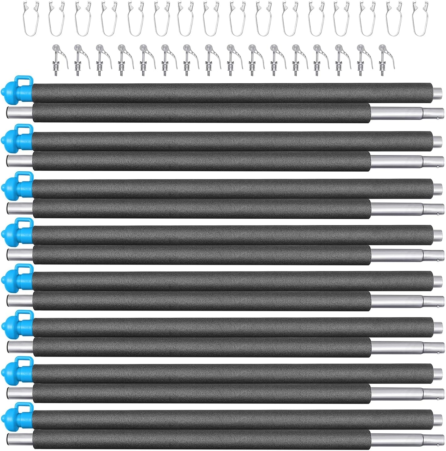 Zoomster Universal Trampoline Replacement Enclosure Poles with Clamp and Hardware (Fit for 8 Poles Round Trampoline)