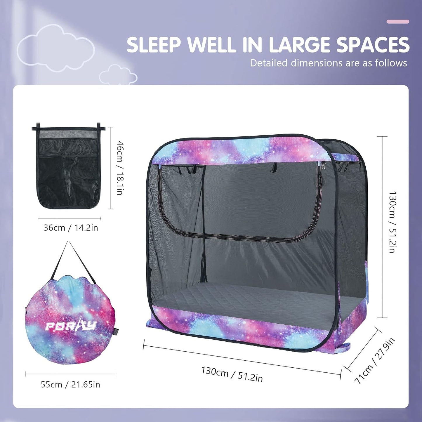 Porayhut Portable Baby Crib Net Safety Mesh Tent,Pop up Infant Mosquito Net, See Through Canopy Netting Cover for Baby&Toddler to Keep Baby from Climbing Out.