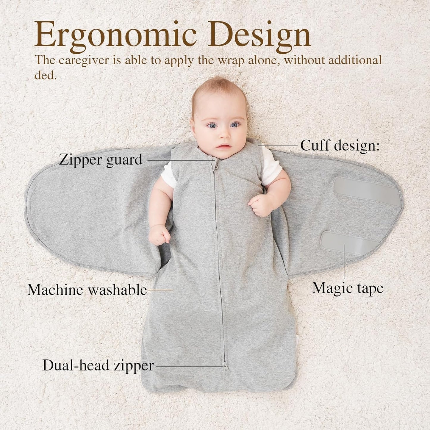 Swaddle-Blanket Baby Girl & Boy Swaddles Newborn Infant Transition 100% Cotton Wrap Blankets, 3-Way Adjustable Wearable Blanket, TOG 1.0 (Lamb, 3-6 Month)