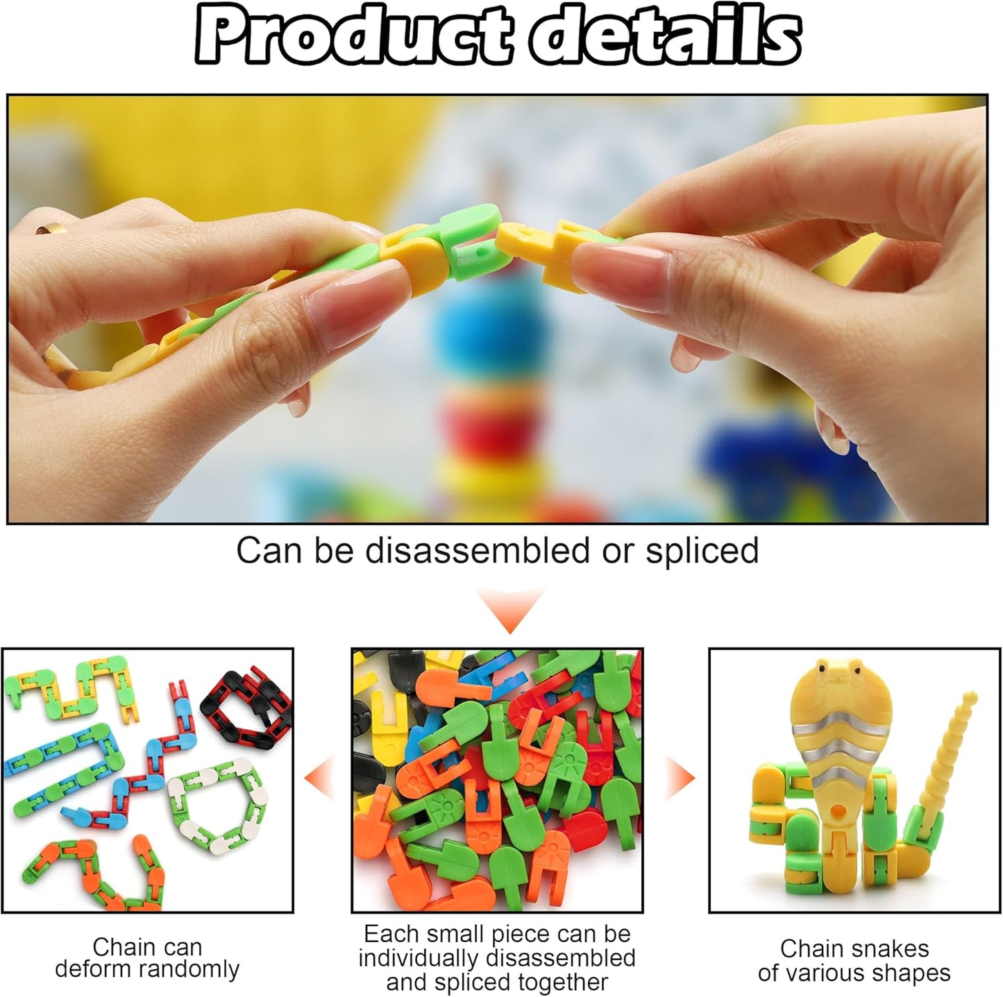 Snake Toys for Kids, Wacky Tracks Snake Fidget Toy for Toddlers, Transformable Snake Toys for Kids Party Favors, Stocking Stuffers, Easter Baskets (Snake, 6 Pack)