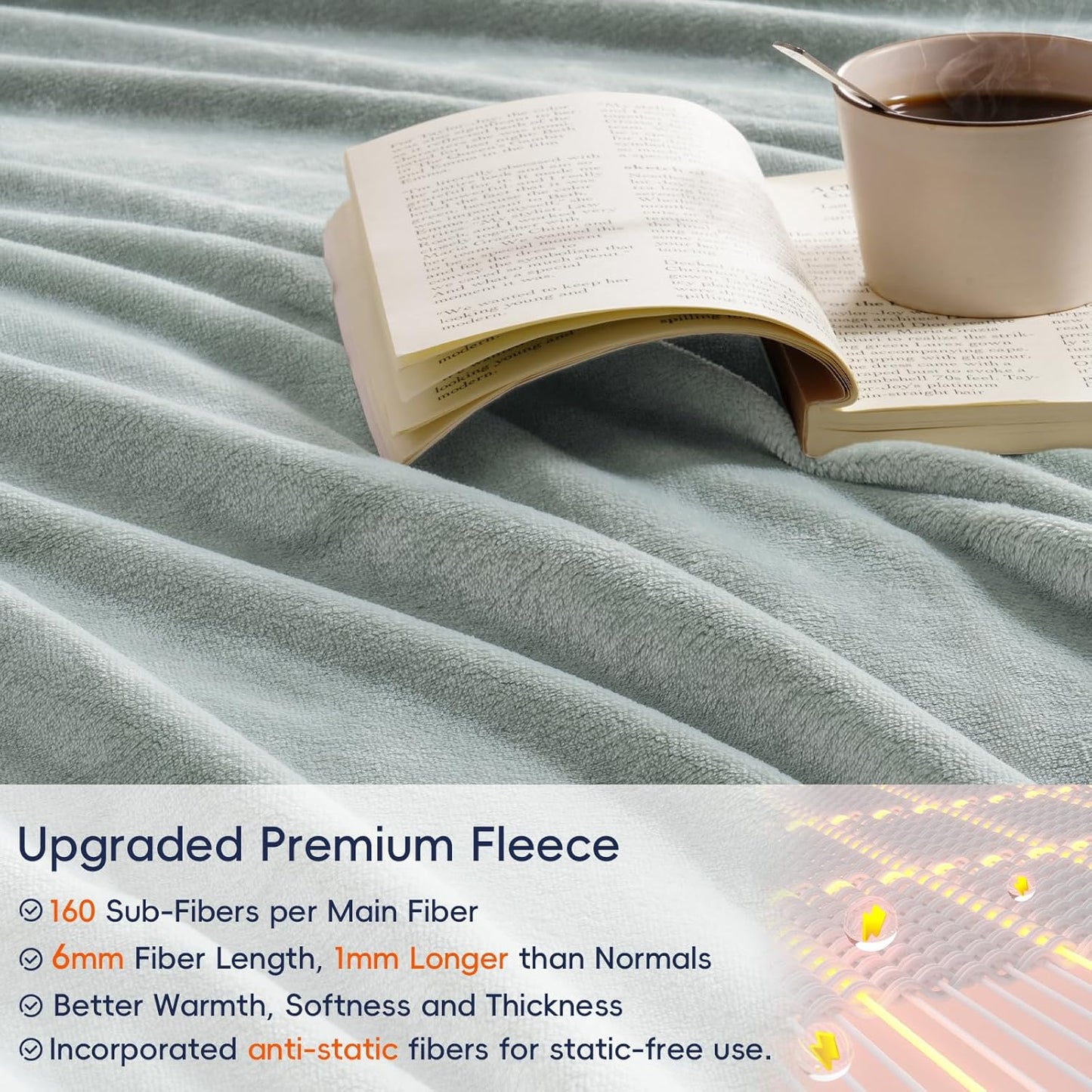 PHF Ultra Soft Fleece Blanket King Size, No Shed No Pilling Luxury Plush Cozy 300GSM Lightweight Blanket for Bed, Couch, Chair, Sofa Suitable for All Season, 108" x 90", Sage Green