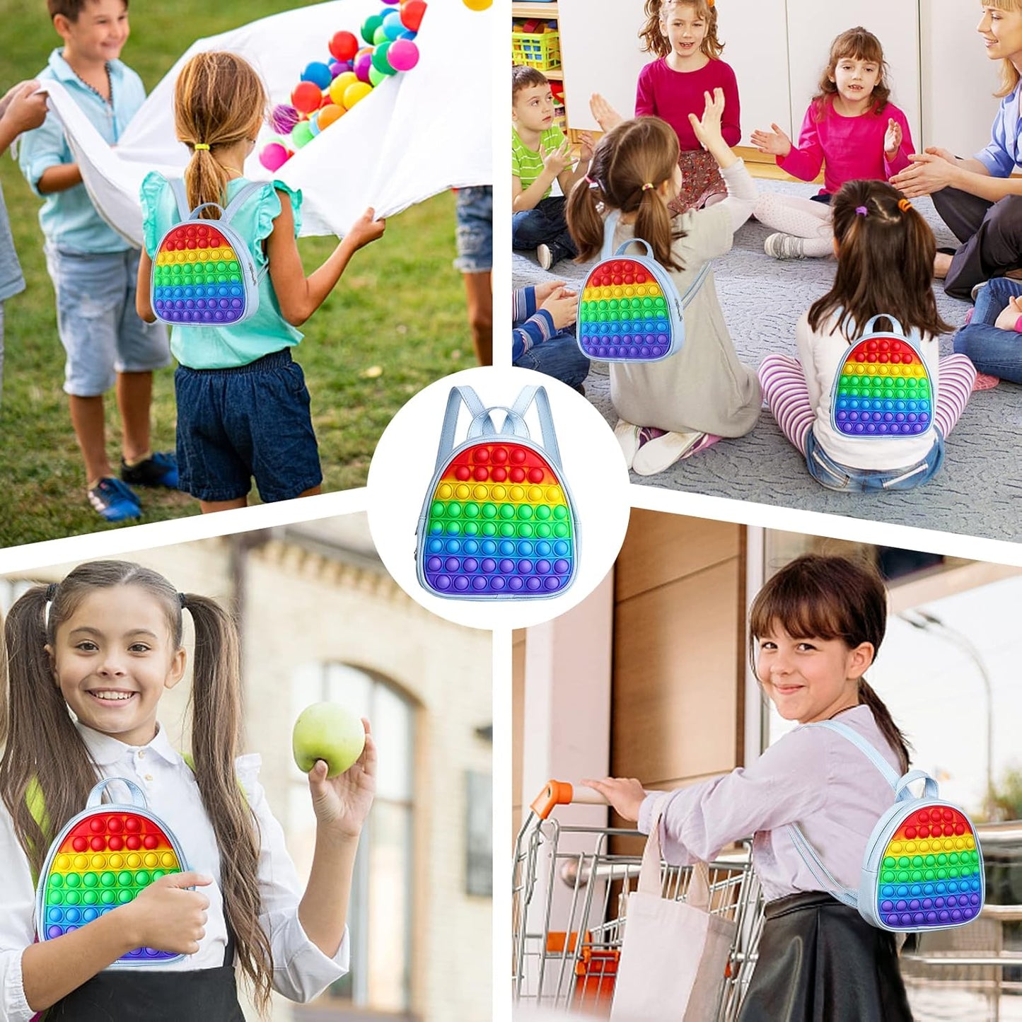SCIONE Pop Backpack Fidget Toy for Girls, Small Pop School Bookbag,Easter Gifts for Kids Bubble Backpack Fidget Toys Birthday Party Fidgets Gifts for Girls