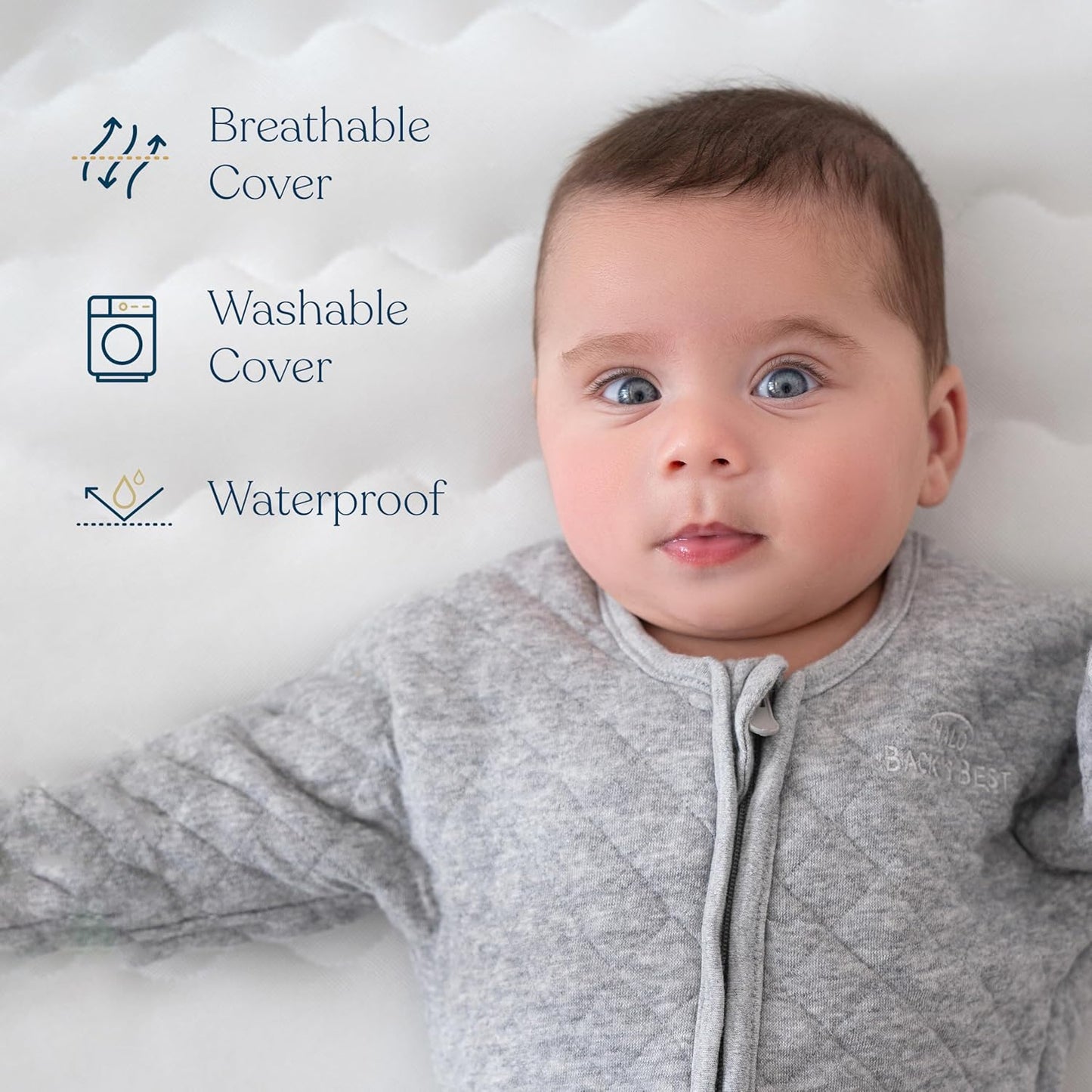 HALO Essential Crib & Toddler Mattress - Breathable, Waterproof, Machine Washable Cover, Firm Foam Core, JPMA & Oeko-Tex Certified