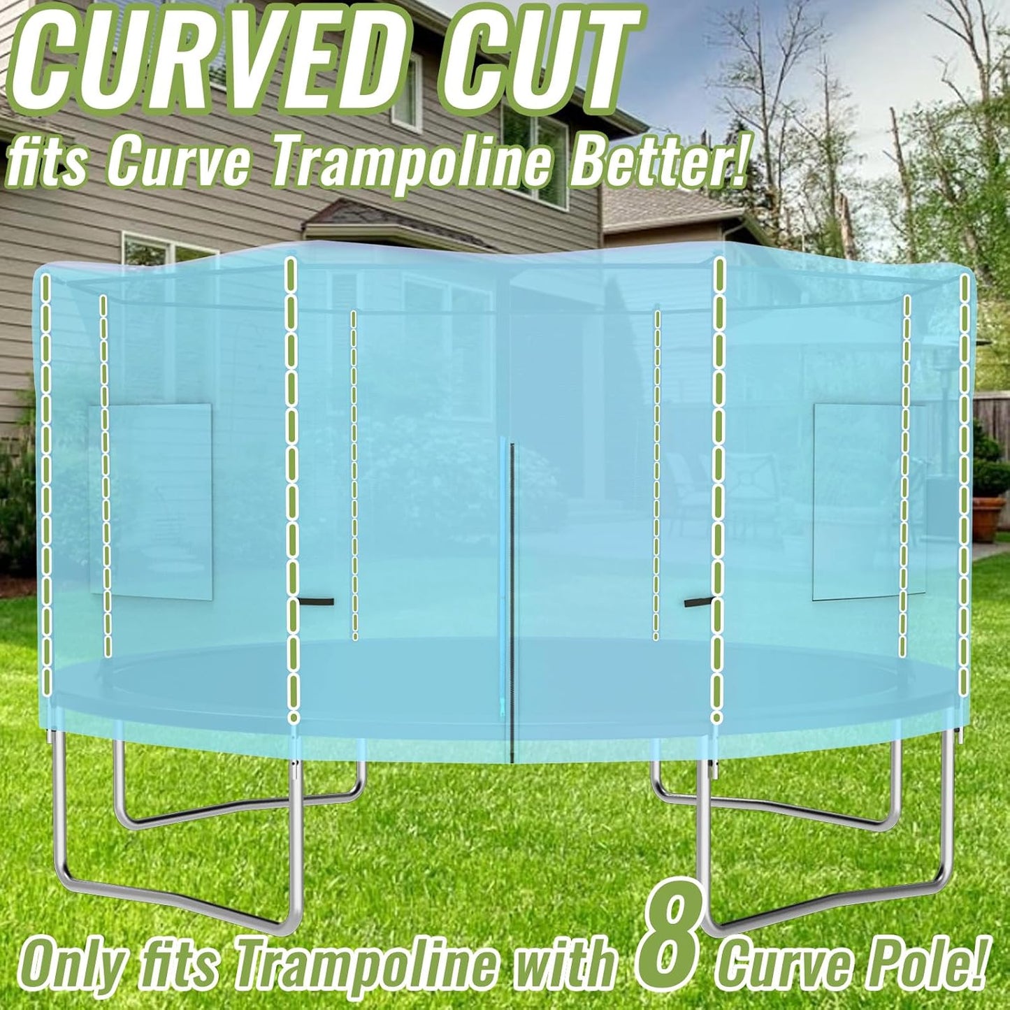 Gardenature 10FT/12FT/14FT Trampoline Tent(Tent Only), Fit Round Trampolines, Shade Cover with LED Light, Outdoor Trampolien Accessories, Anti-Tear, Beige