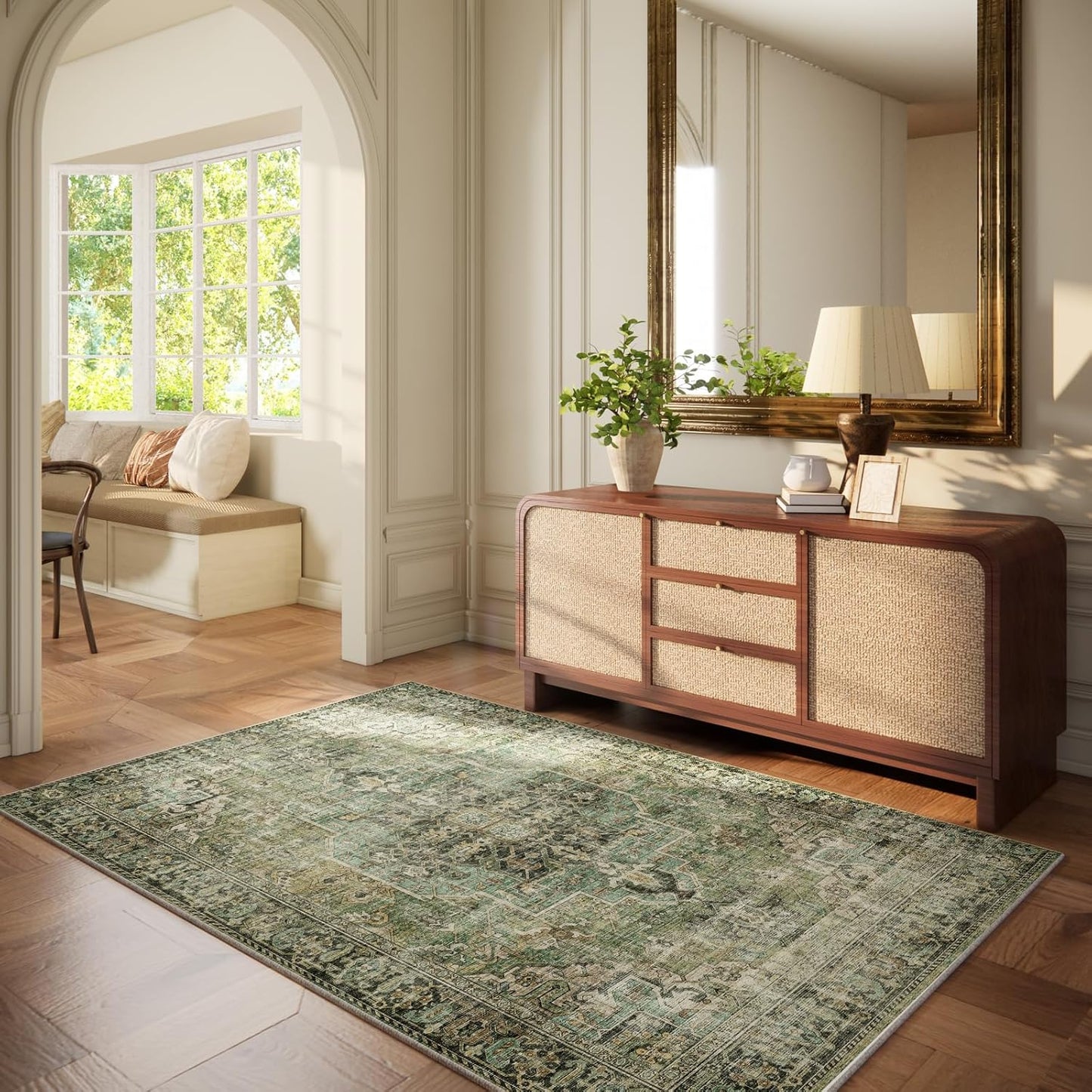 Machine Washable Throw Rugs for Entryway: Door Mat Indoor Entrance 3x5 Small Rug Stain Resistant Non-Slip Low Pile Soft Carpet for Kitchen Front Door Indoor Entrance Entry Bedroom