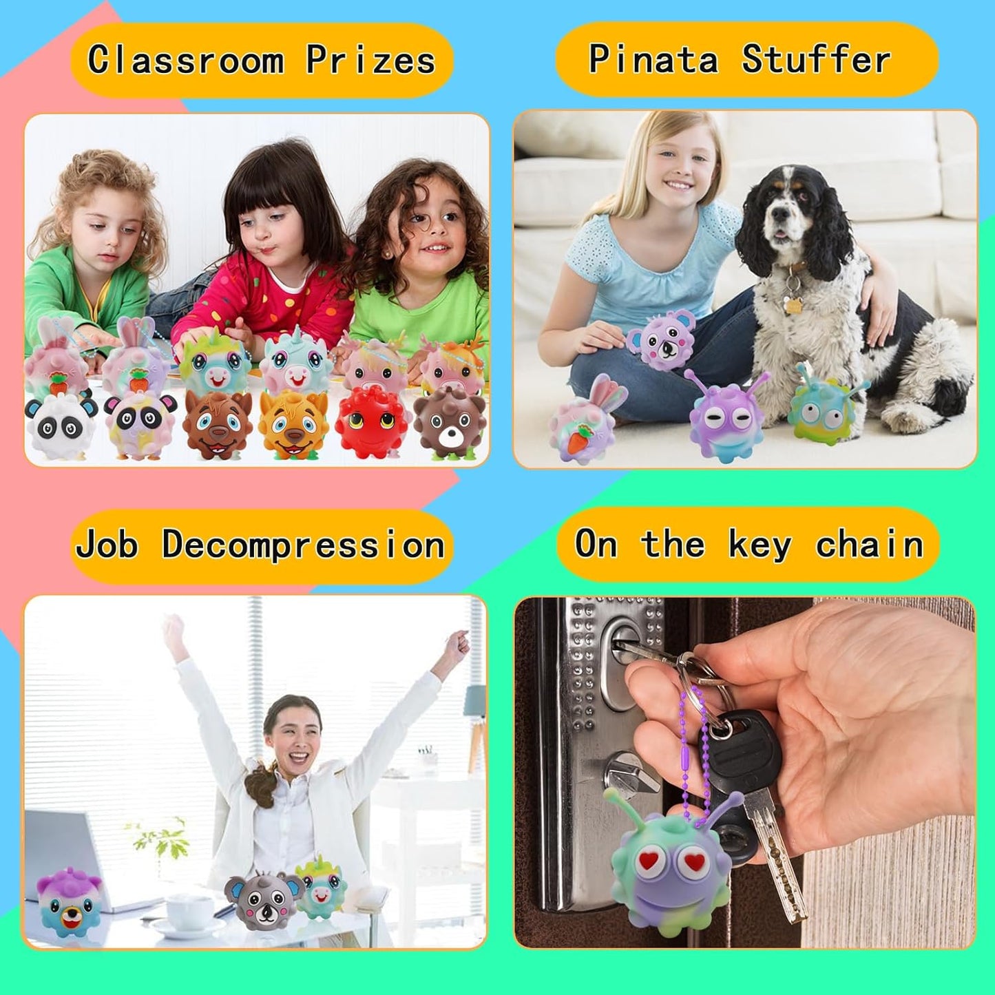 25 Pack Pop Party Favors for Kids,3D Pop Animals Fidget Toys,Birthday Party Favors,Goodie Bag Stuffers,Bath Suction Toys,Treasure Box Toys,Kids Prizes