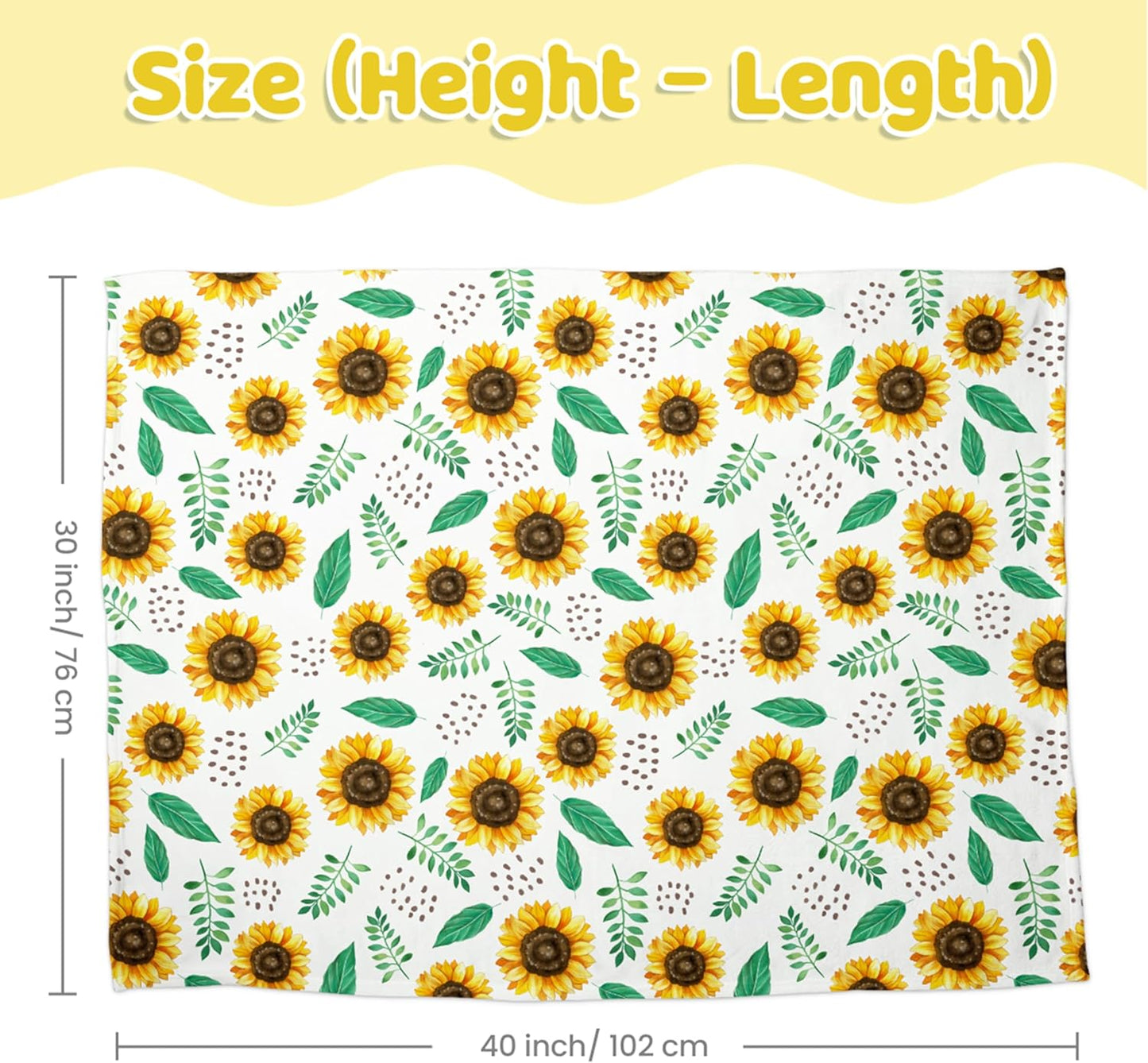 SANDJEST Sunflower Blanket for Girls Kid - 30 x 40 Minky Throw Kids Blankets Gifts for Birthday Christmas - Nursery Bedroom Decor