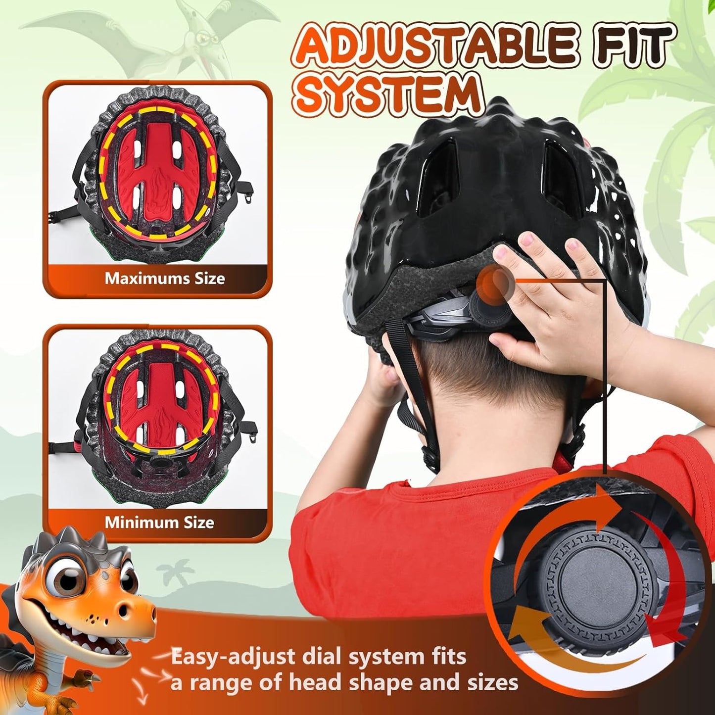 Toddler/Kids Bike Helmet Set for Boys Girls 3D Adjustable Kids Helmet Protective Gear Set Knee Elbow Wrist Pads and Multi-Sports Skateboard Scooter Cycling Roller Balance Bike