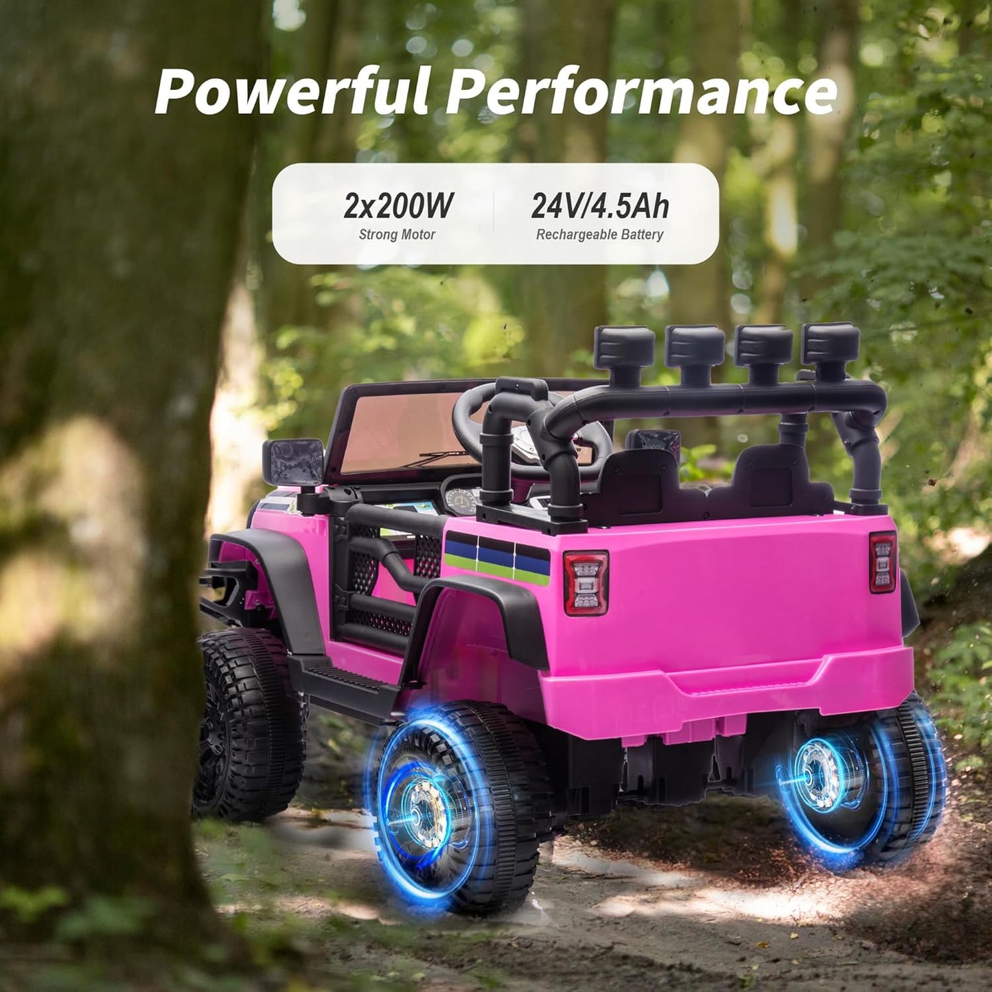 24V Kids Ride on Car, Kids Electric Vehicles Car Ride on Toy Truck for Toddlers w/Remote Control, 400W Motor - Pink