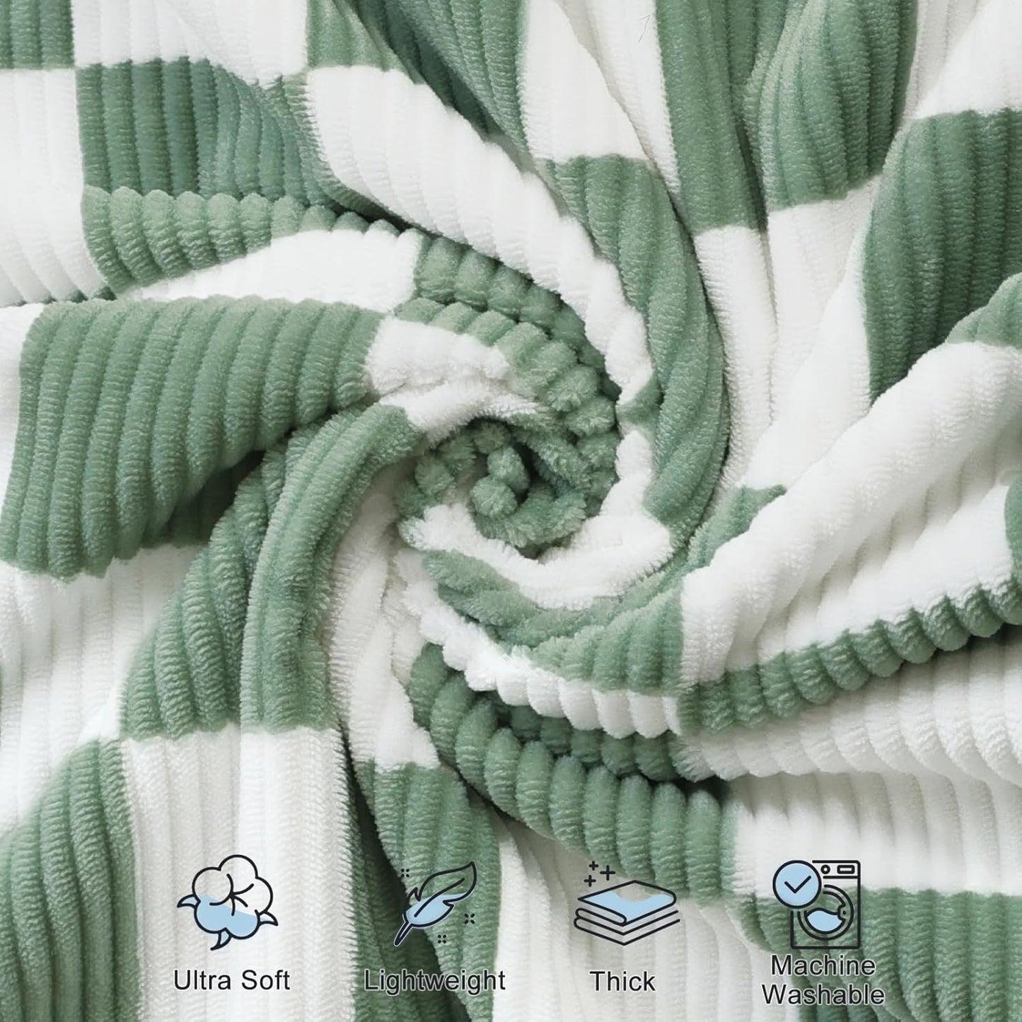 HOMRITAR Checkered Baby Blanket for Boys Sage Green Comfy Durable Corduroy Toddler Blankets with Double Layer 3D Square Grid Backing, Reversible Lightweight Bed Blanket for Infant Newborn 30 x 40 Inch