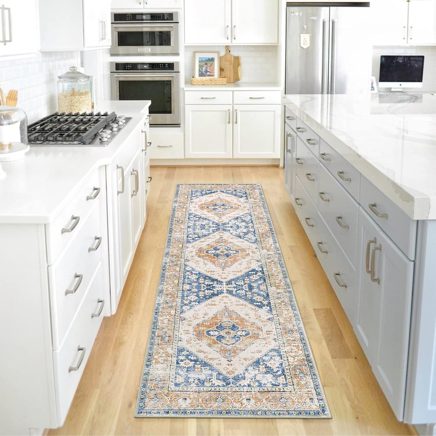 Lahome Boho 2x6 Hallway Runner Rug, Non-Slip Thin Washable Kitchen Rugs, Oriental Distressed Print Carpet Runner for Entryway Bedroom Bathroom Laundry