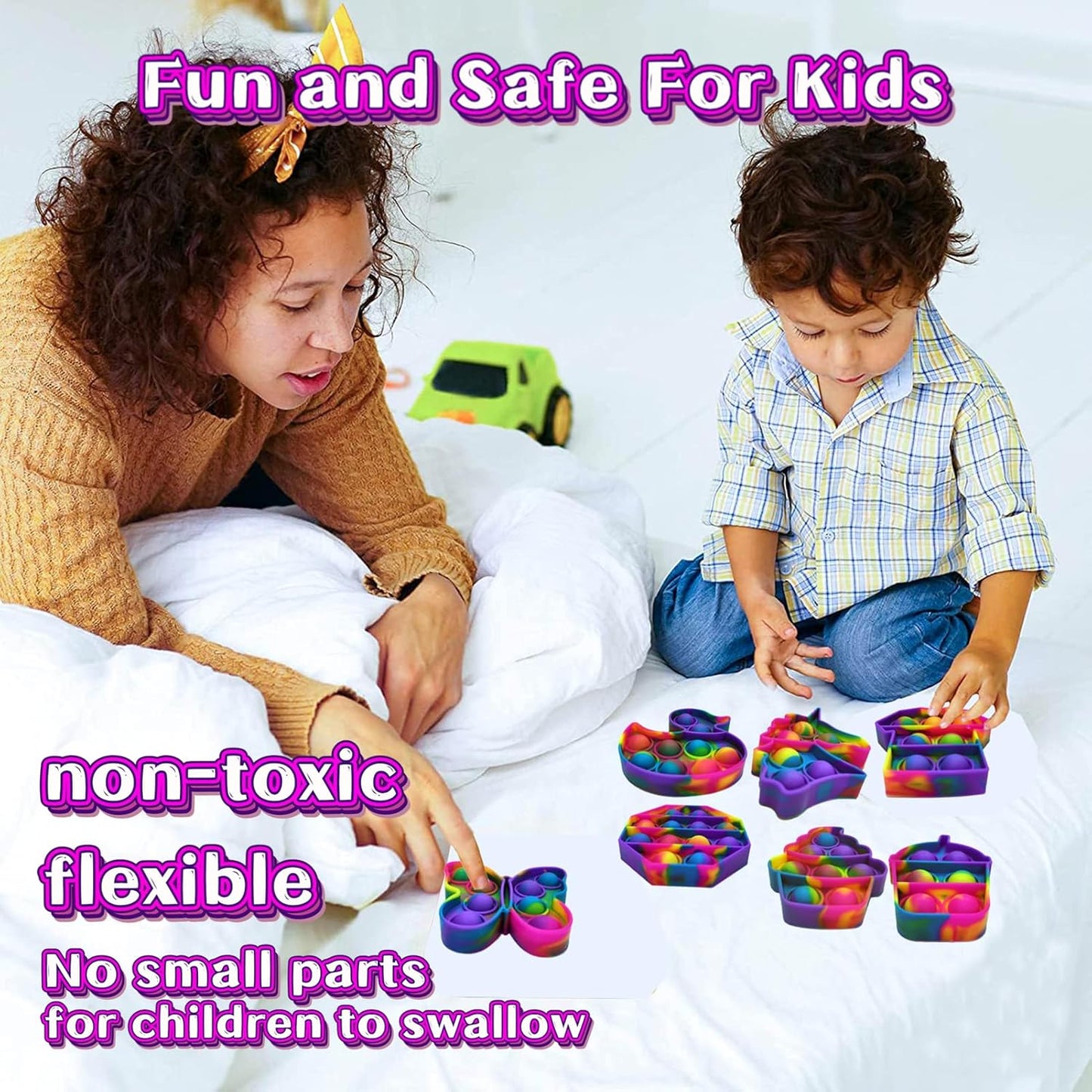 14 Pack Pop Fidget Sensory Toys,Party Favors for Kids 4-8,8-12 Year Boys Girls,Mini Fidget Toys Bulk, Fidget Popper for Goodie Bag Stuffers,Stress Toys for Birthday Gift,Classroom Prizes,Toddler Toys