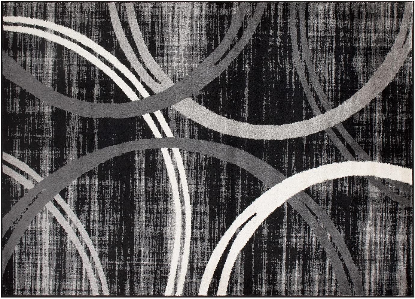 Rugshop Modern Wavy Circles Design Area Rug 2' x 3' Black