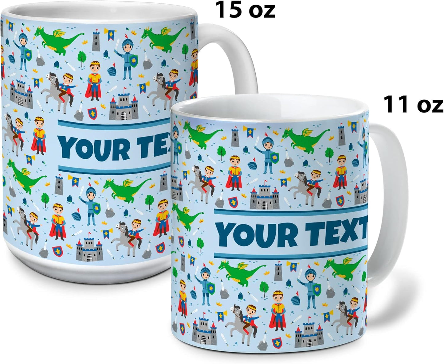 Personalized Mug for Kids - Princes - Custom Name/Text, Ceramic Hot Chocolate/Cocoa/Coffee Cup for Boys, Birthday/Christmas/Holiday Gift - 15 oz, Black Handle