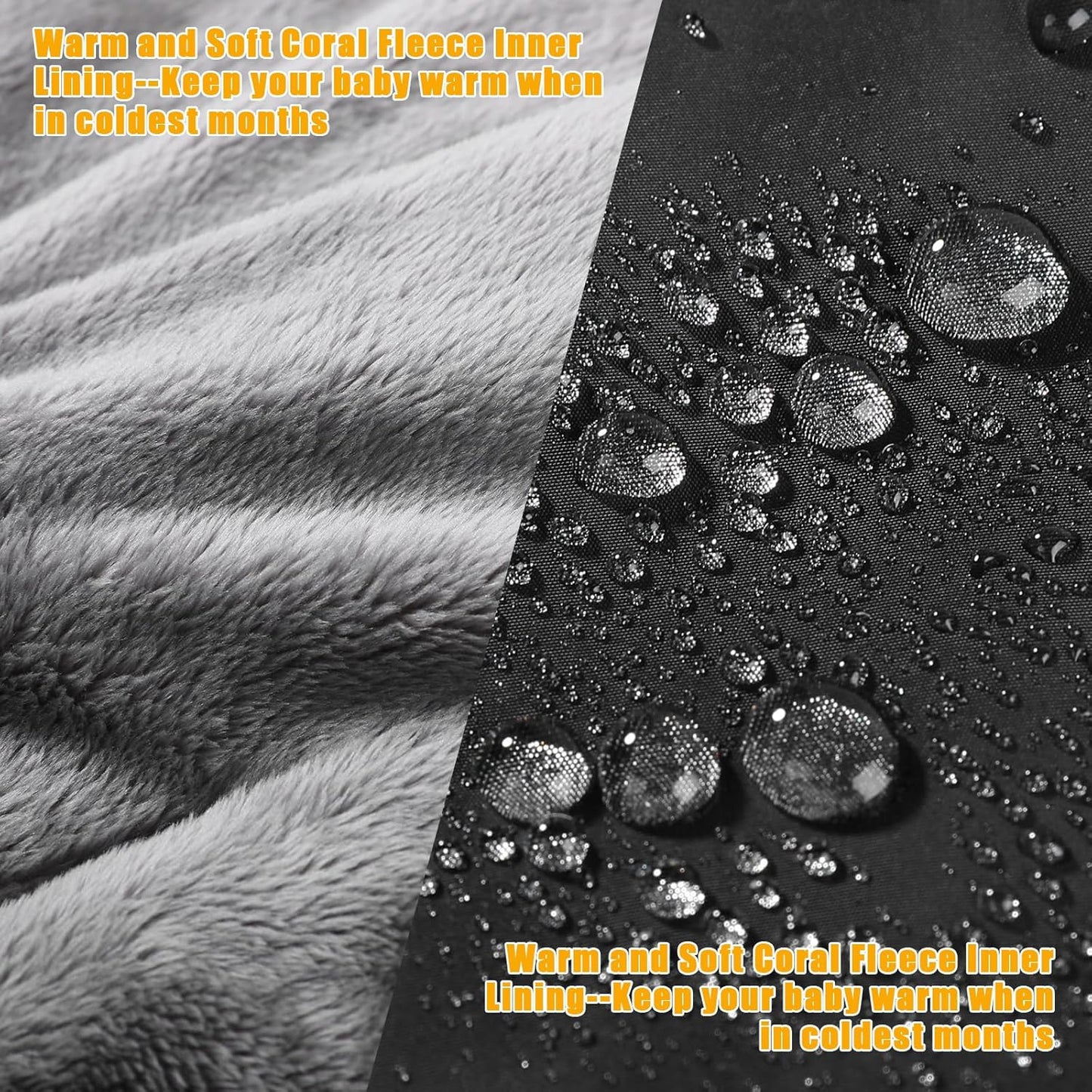 Yoofoss Winter Stroller Cover - Universal Toddler Footmuff, Water Resistant Coral Baby Stroller Bunting Sleeping Bag