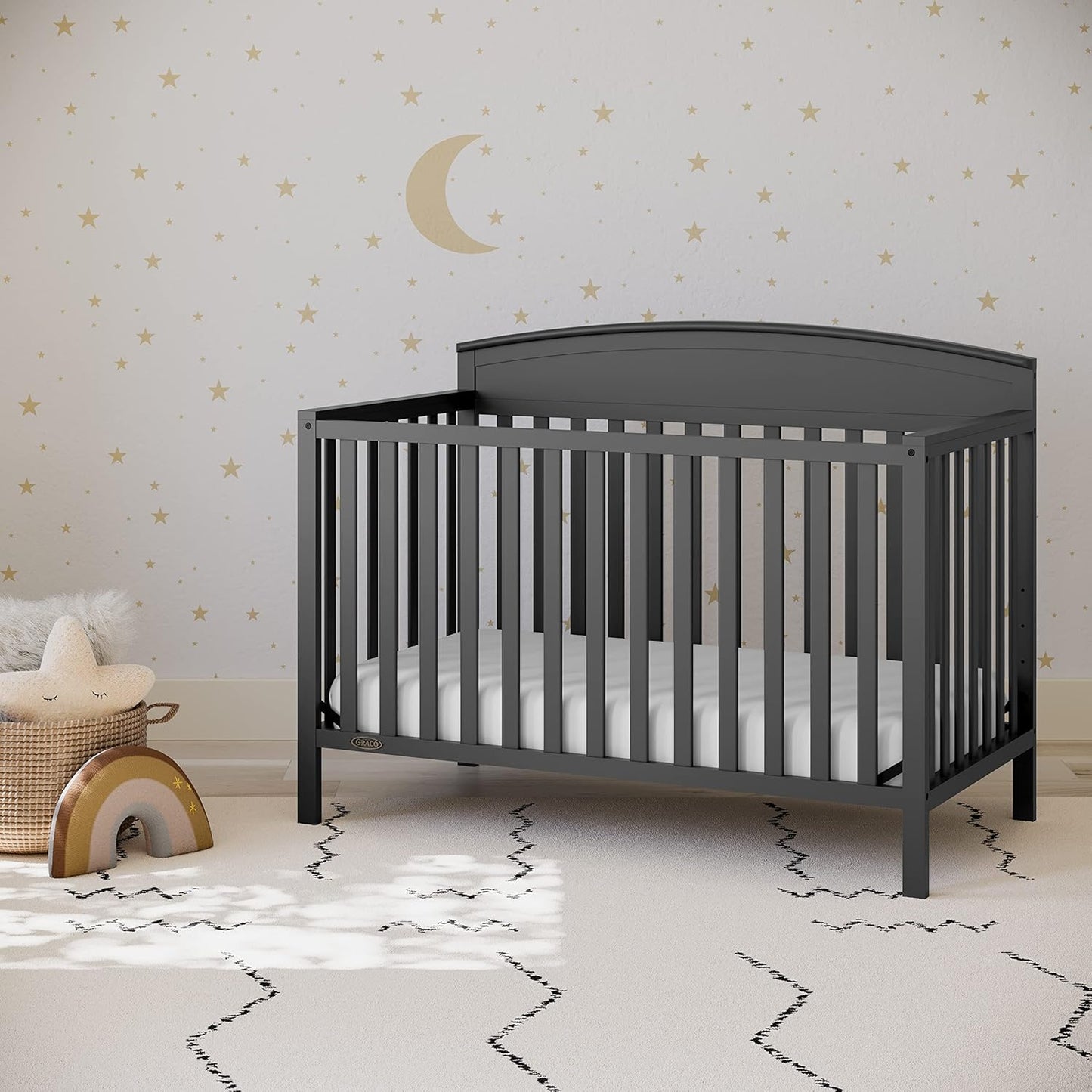 Graco Benton 5-in-1 Convertible Crib (Gray) – GREENGUARD Gold Certified, Converts from Baby Crib to Toddler Bed, Daybed and Full-Size Bed, Fits Standard Full-Size Crib Mattress