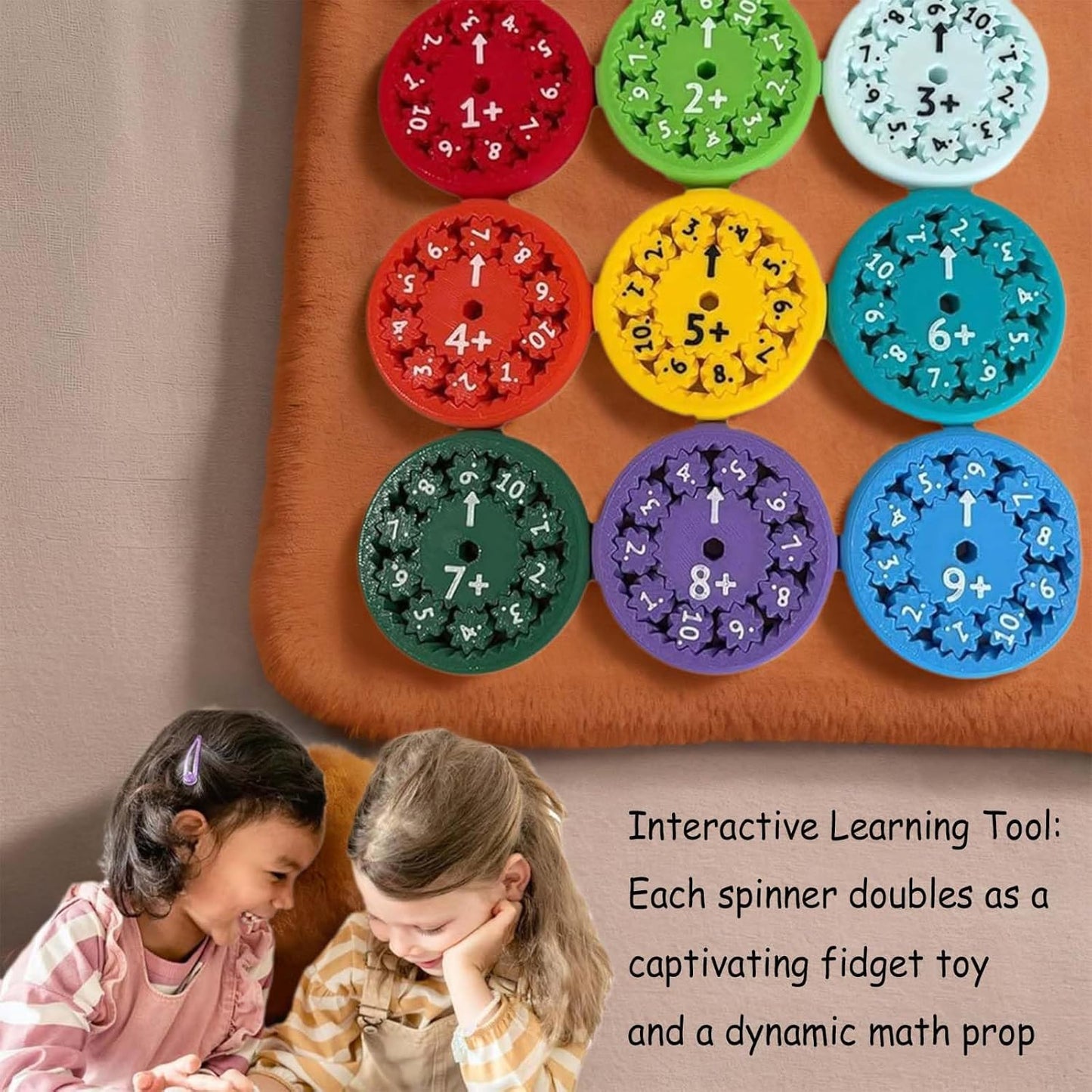 Math Fidget Spinners, Math Fidget Toy, Math Fidget, Math Spinners Learn Addition and Subtraction，Math Fact Fidget Spinners Learning & Education Toys Game (9pcs).