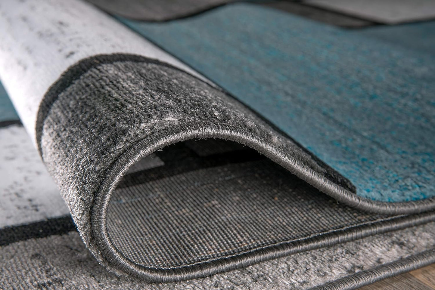 Rugshop Contemporary Modern Boxes for Home Office,Living Room,Bedroom,Kitchen Non Shedding Area Rug 6' 6" X 9' Blue/Gray