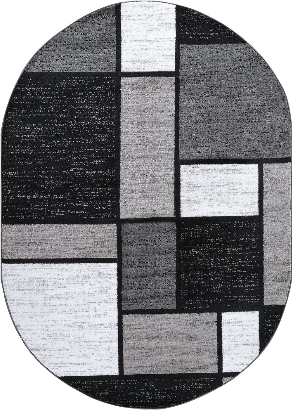 Rugshop Contemporary Modern Boxes for Home Office,Living Room,Bedroom,Kitchen Non Shedding Oval Area Rug 5' x 7' Gray