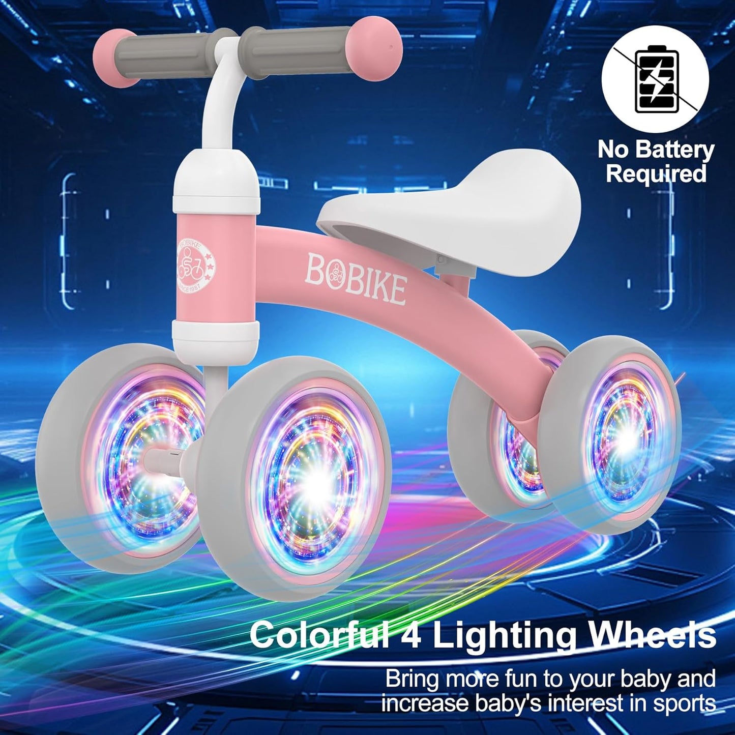 Baby Balance Bike Toys for 12-36 Months Kids Toy Boy and Girls Gifts Toddler Best First Birthday Gift Children Walker No Pedal Infant 4 Wheels Bicycle (Colorful, Pink-Light)