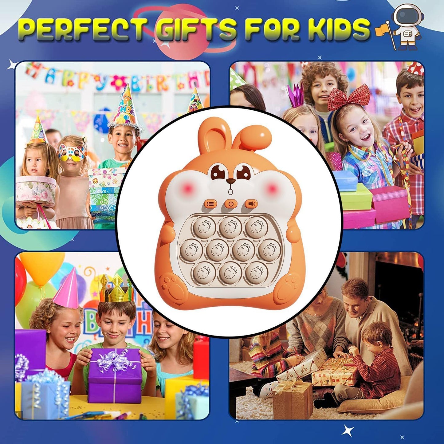 Fast Quick Push Bubble Pop Fidget Toy, Electronic Light Up Game Console, Cool Birthday Present for 6 7 8 9 10-12 Year Boys and Girls Pop Up Stress Relief Toy, Concentration Speed Puzzle Game for Kids