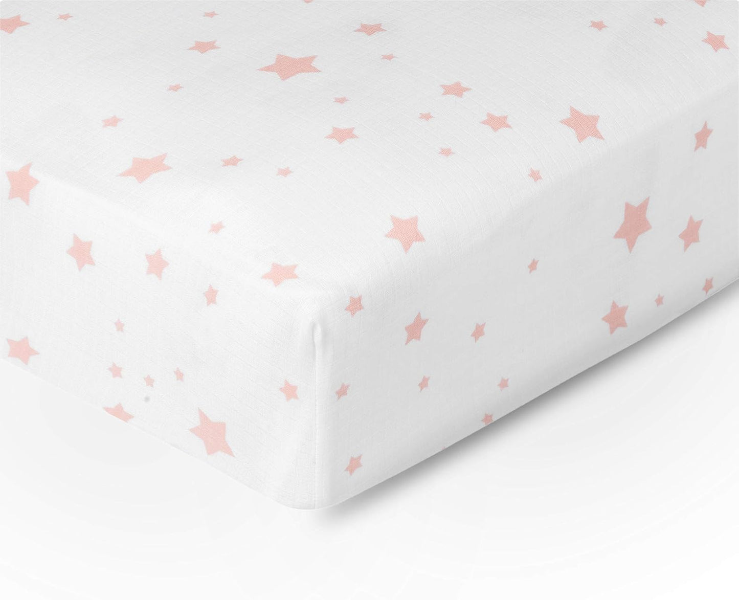 Newton Baby Mini Crib Fitted Sheets (2-Pack) | Organic Muslin Cotton, Breathable & Soft Baby Sheets, Machine Washable Baby Mattress Sheets, Fits Any Mini Sized Crib 24" x 38", Stardust Coral + White