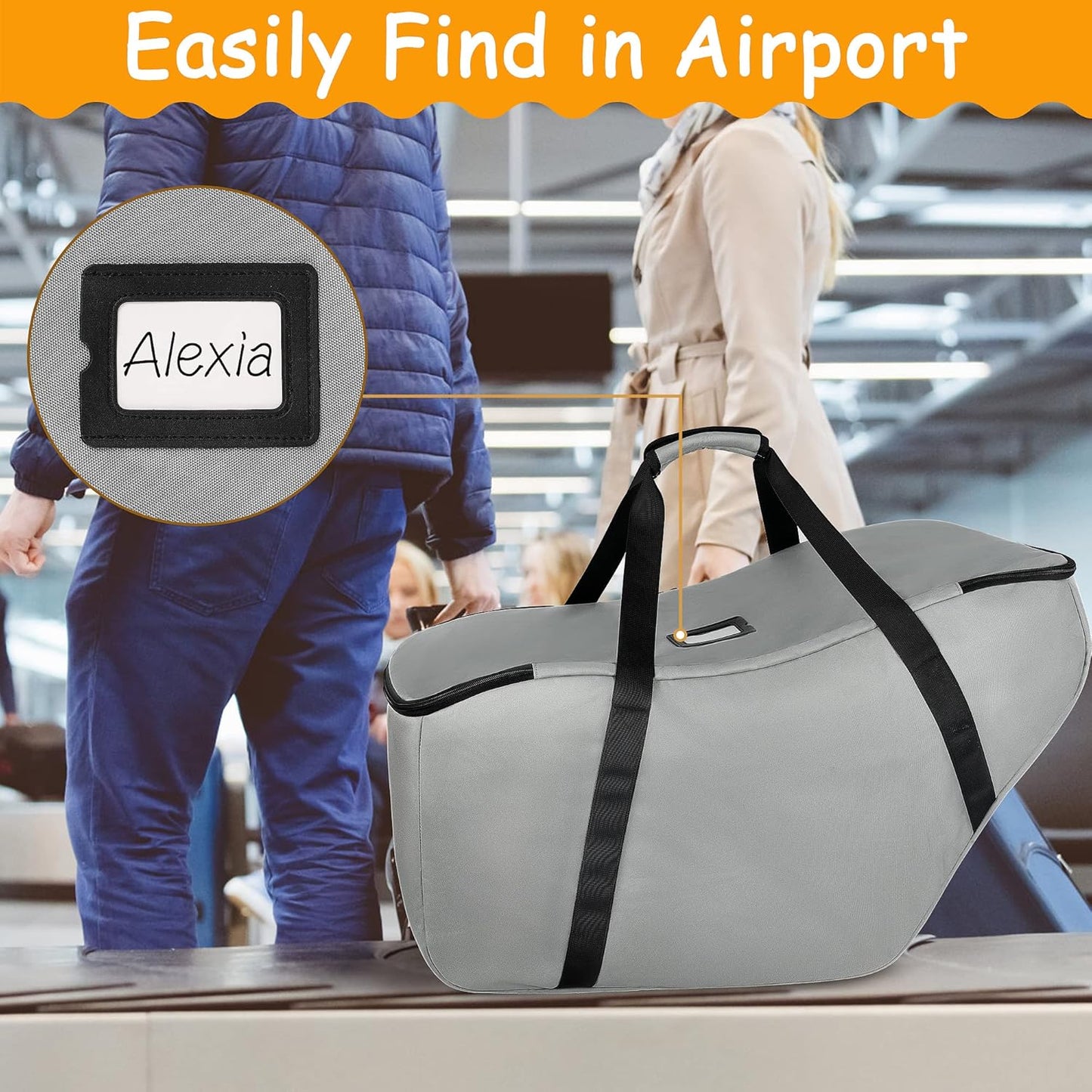 Car Seat Travel Bag Fits Chicco Keyfit 30, Uppababy Mesa, Nuna Pipa Lite, Padded Infant Gate Check Bag for Air Travel, Durable Carrier Bag with Side Pocket and Protective Feet, Extra Storage Bag