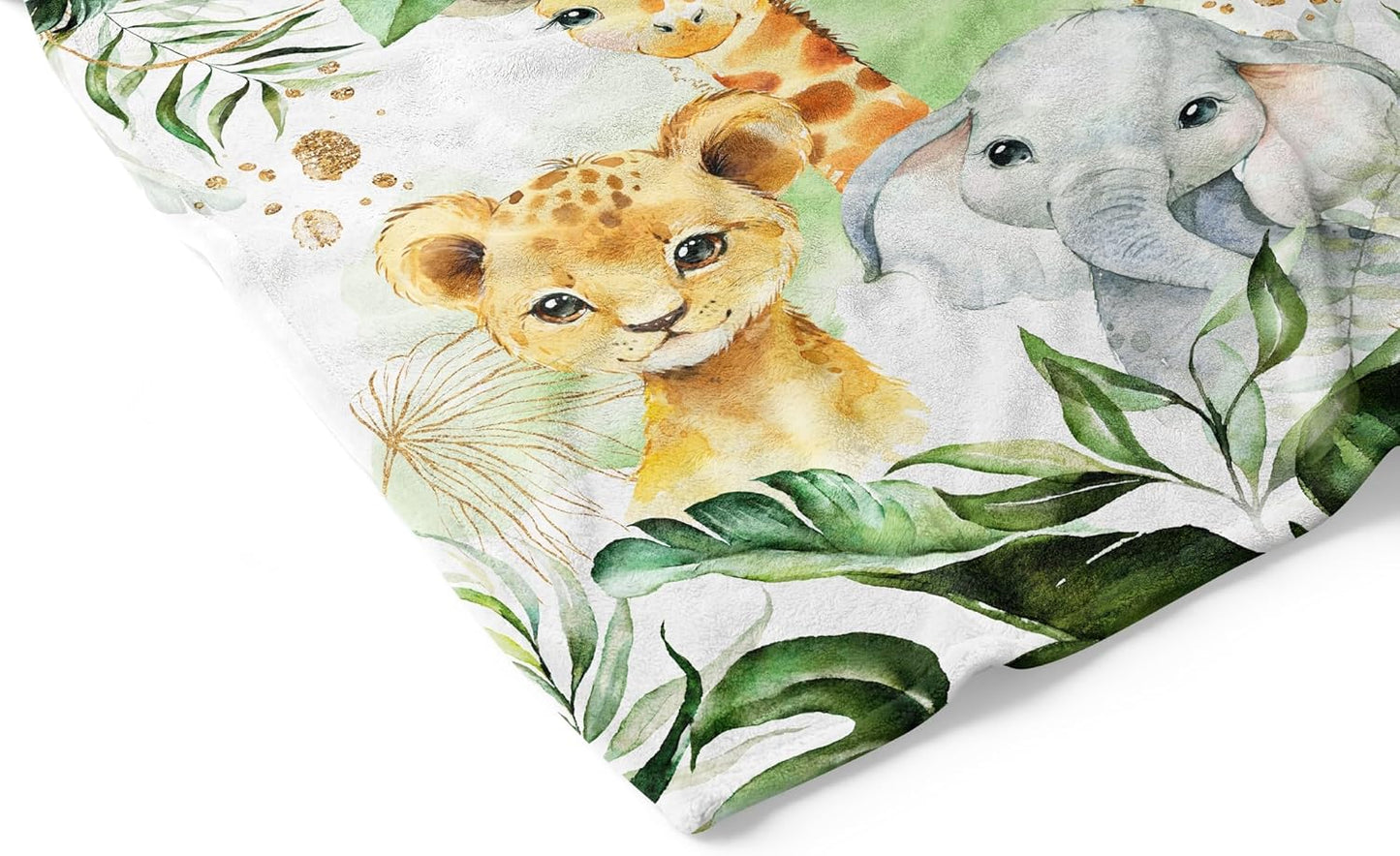 UNIQUE Safari Ultra Soft Fleece Baby Blanket 30x40in, Cute Lion Elephant Giraffe Baby Blanket, Gender Neutral