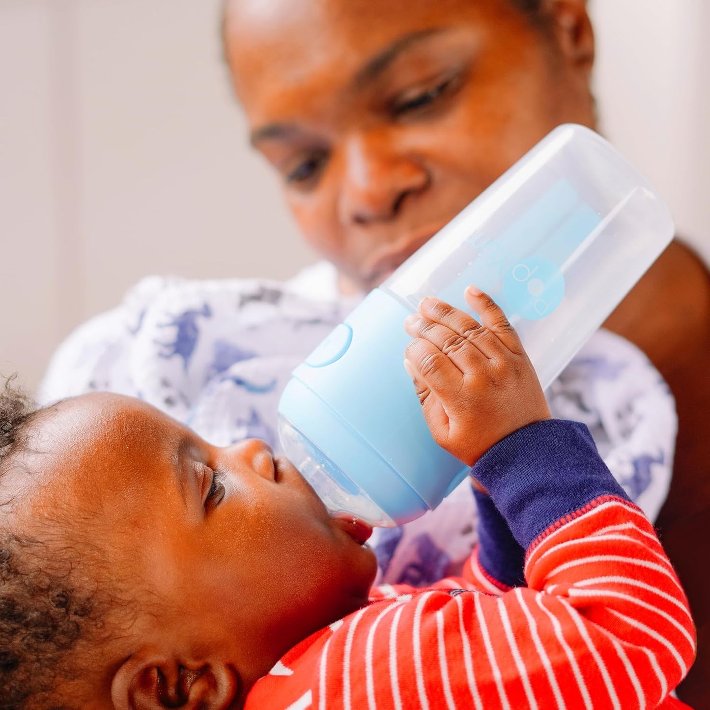 PopYum 5 oz Blue Anti-Colic Formula Making/Mixing/Dispenser Baby Bottles, 3-Pack with #1 Slow Flow Nipples, 150 ml, BPA-Free, Natural Latch